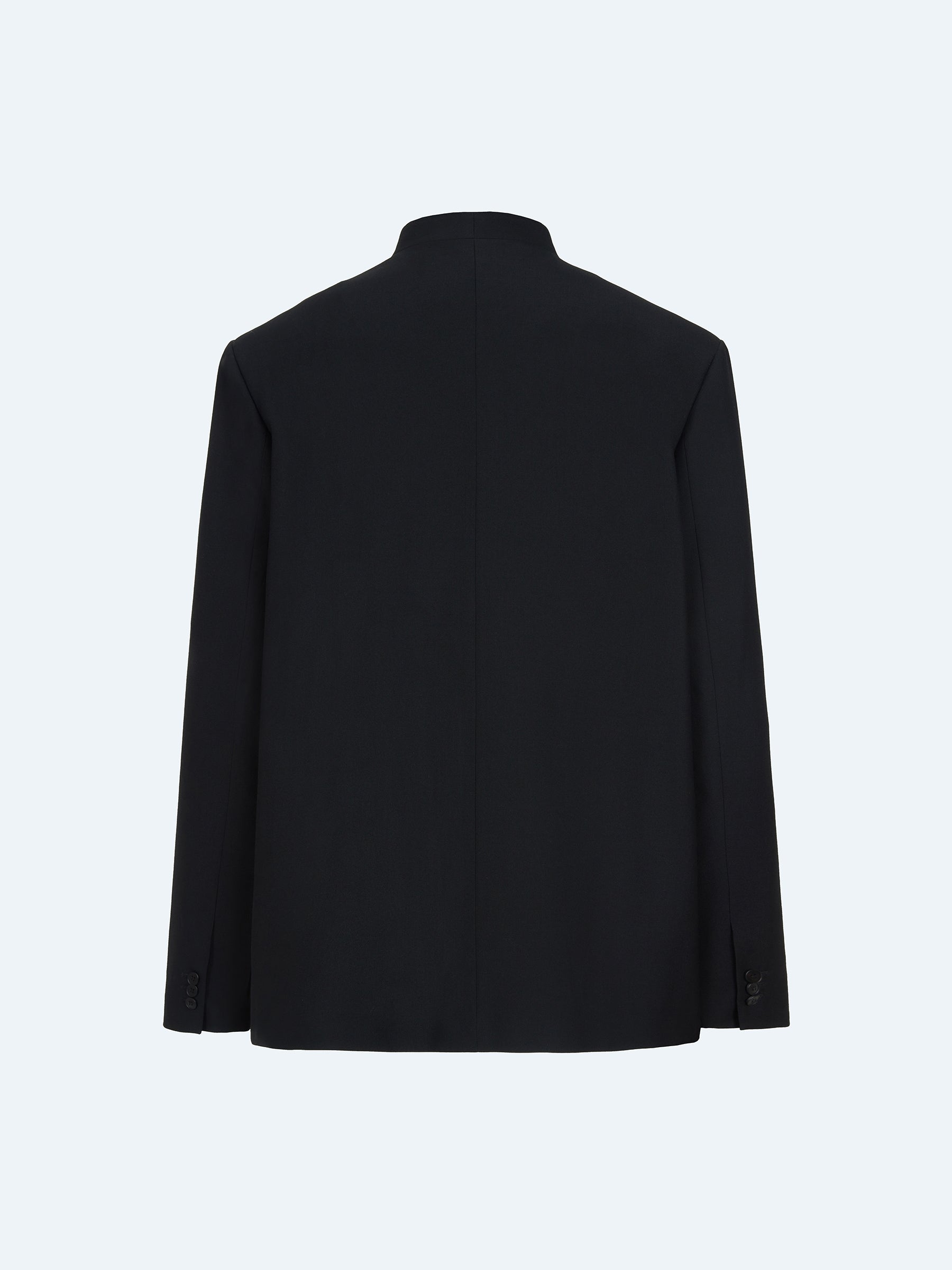 BLACK WOOL COLLARLESS BLAZER