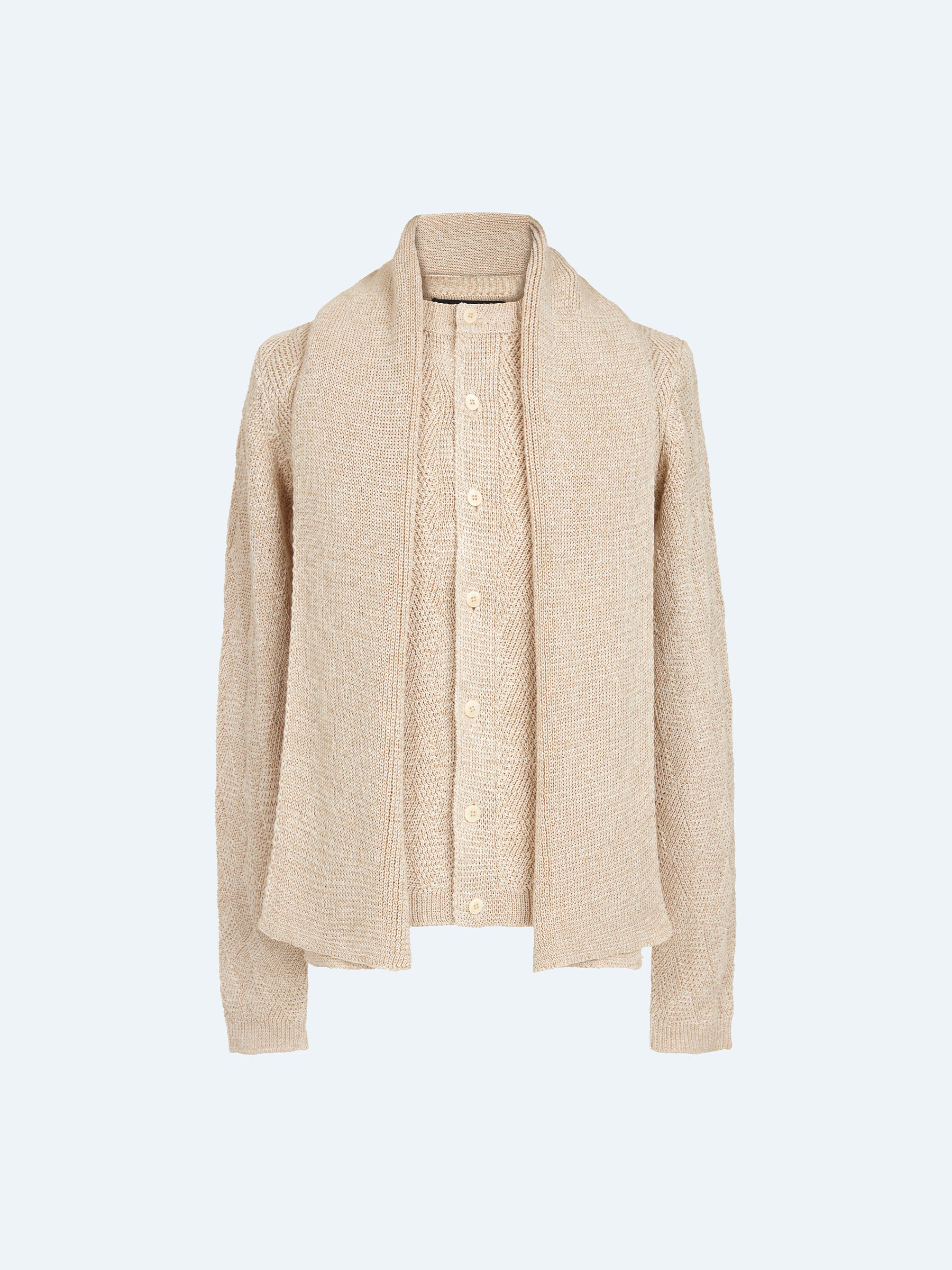 APRICOT WOVEN TEXTURED KNIT CARDIGAN