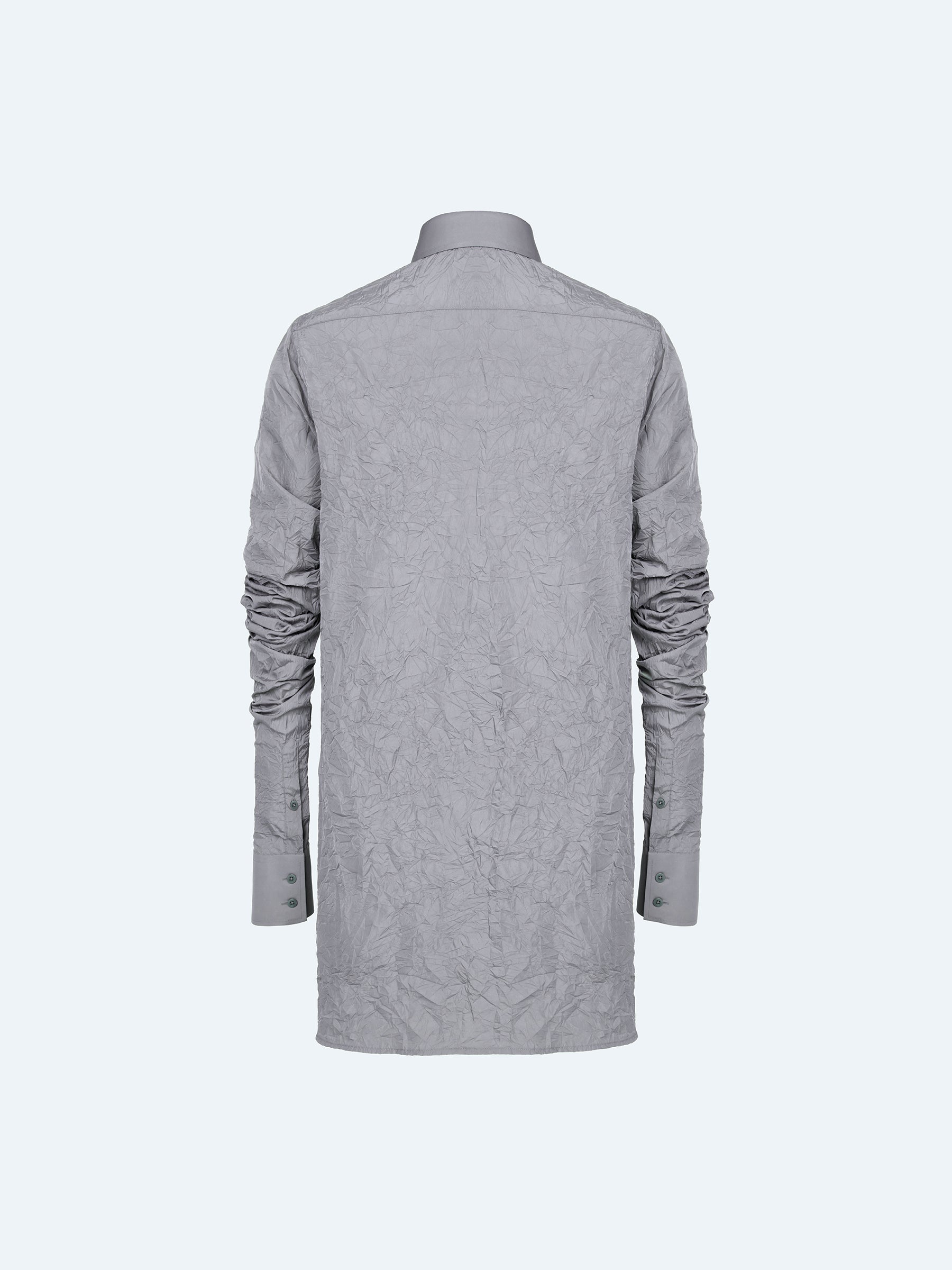 GREY TEXTURE PLEATED SLEEVE SHIRT