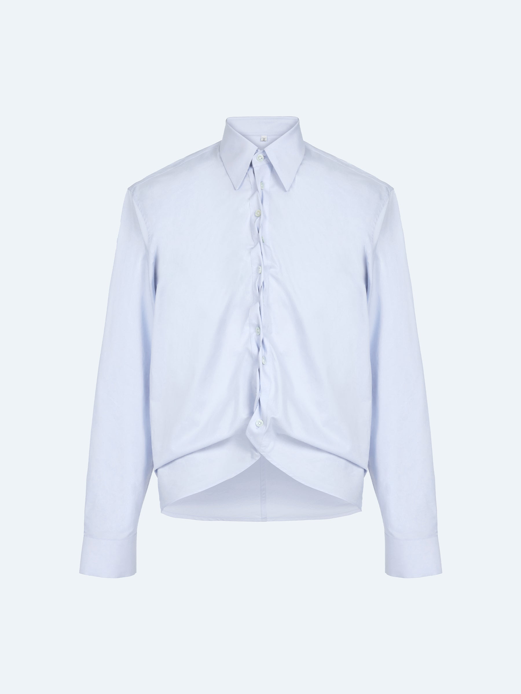 LIGHT BLUE ASYMMETRIC BUTTON SHIRT