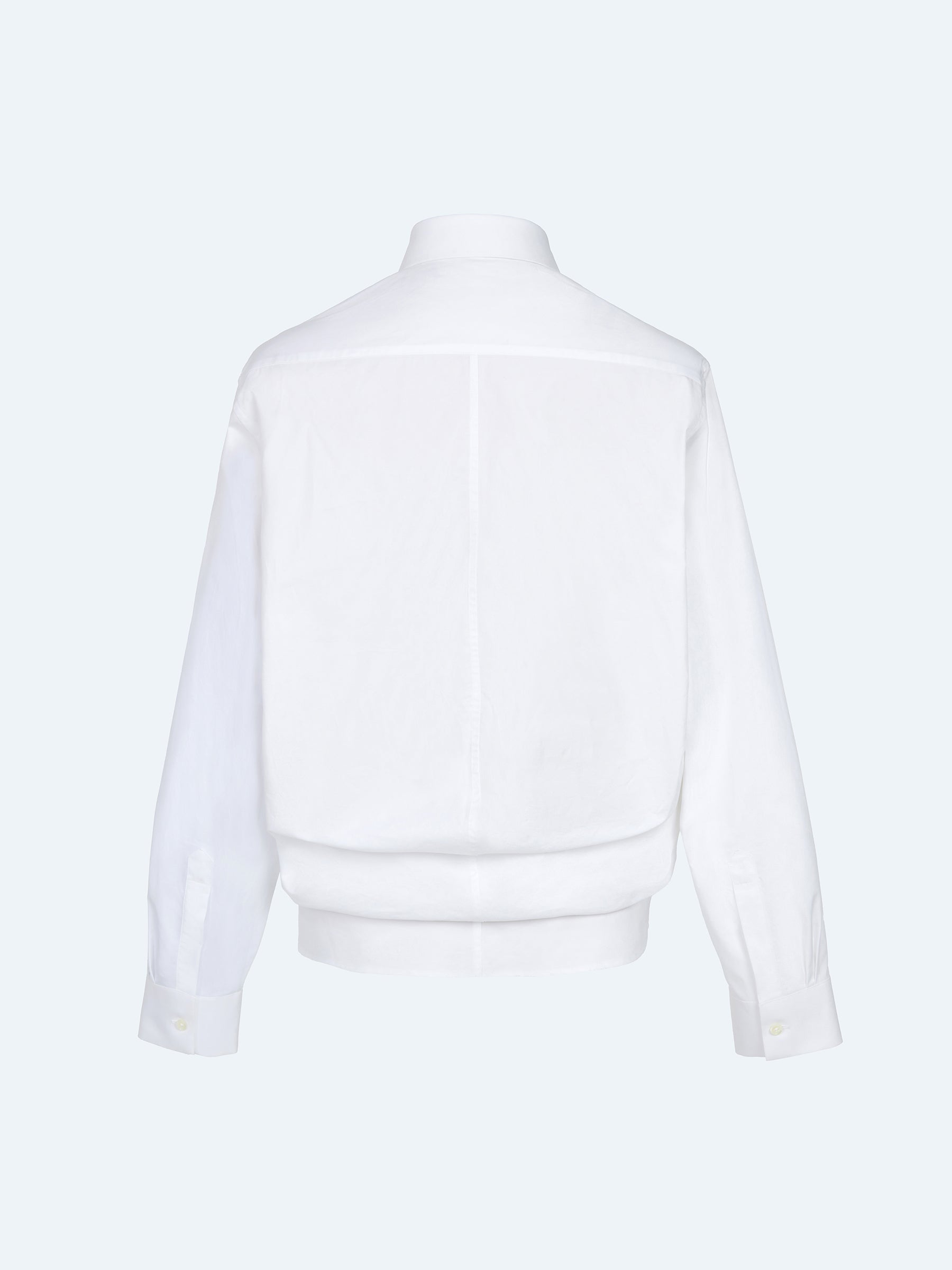 WHITE ASYMMETRIC BUTTON SHIRT