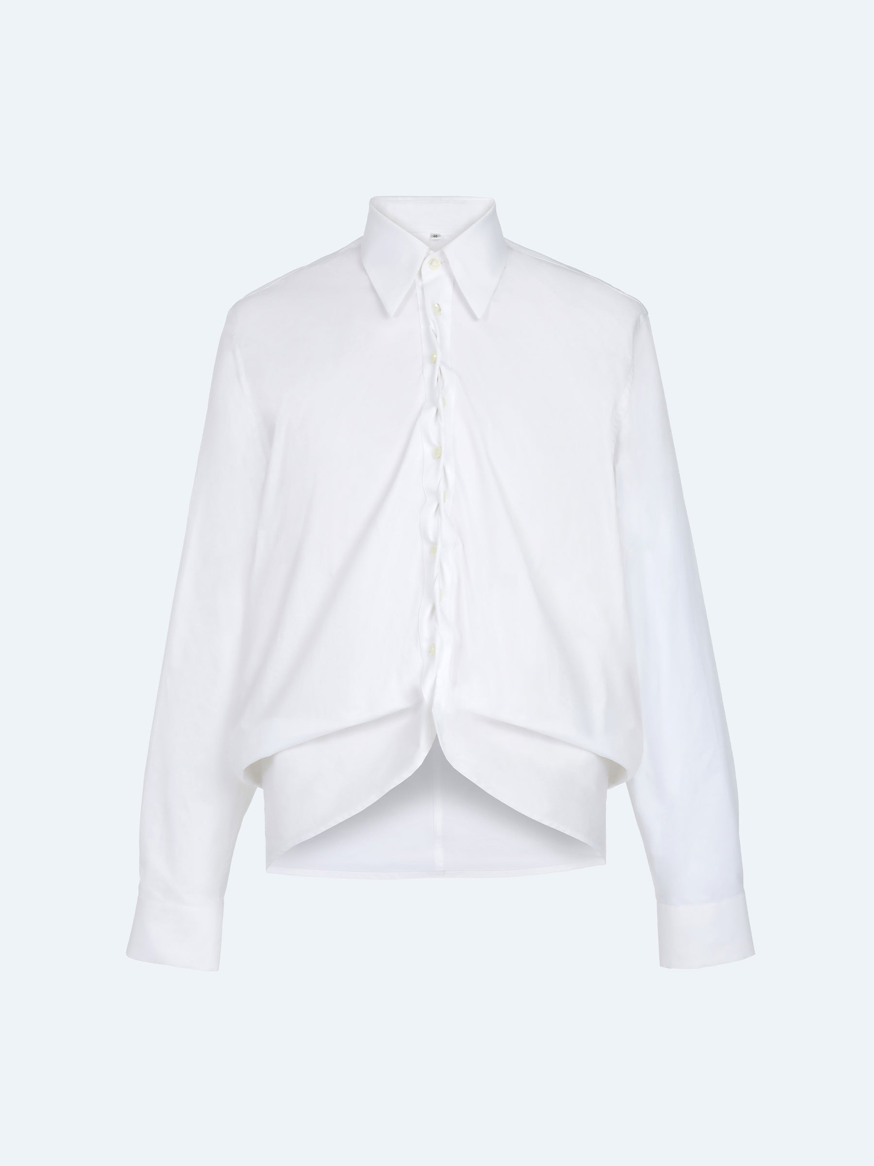 WHITE ASYMMETRIC BUTTON SHIRT