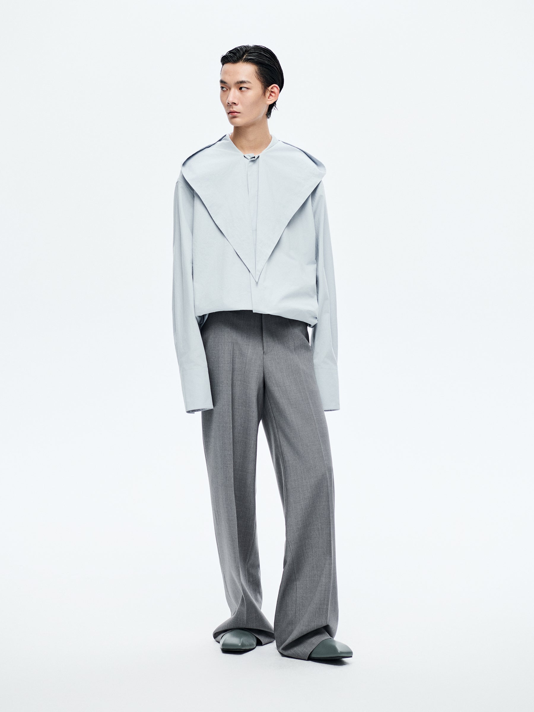 LIGHT BLUE HOODED LONG SHIRT