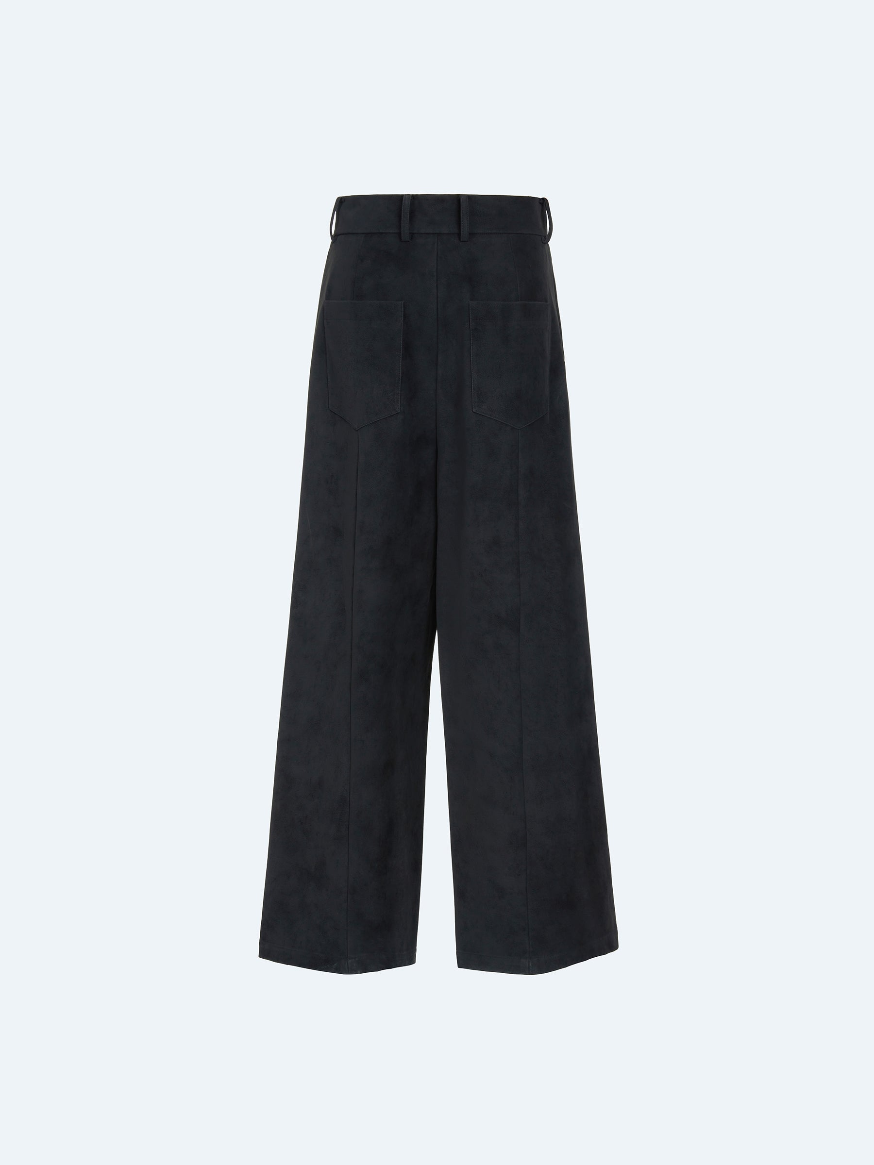 BLACK SUEDE WIDE-LEG TROUSERS