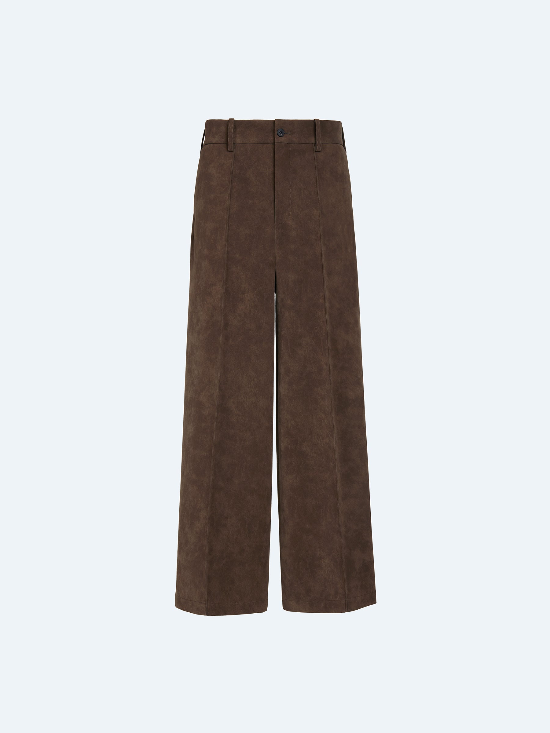 BROWN SUEDE WIDE-LEG TROUSERS