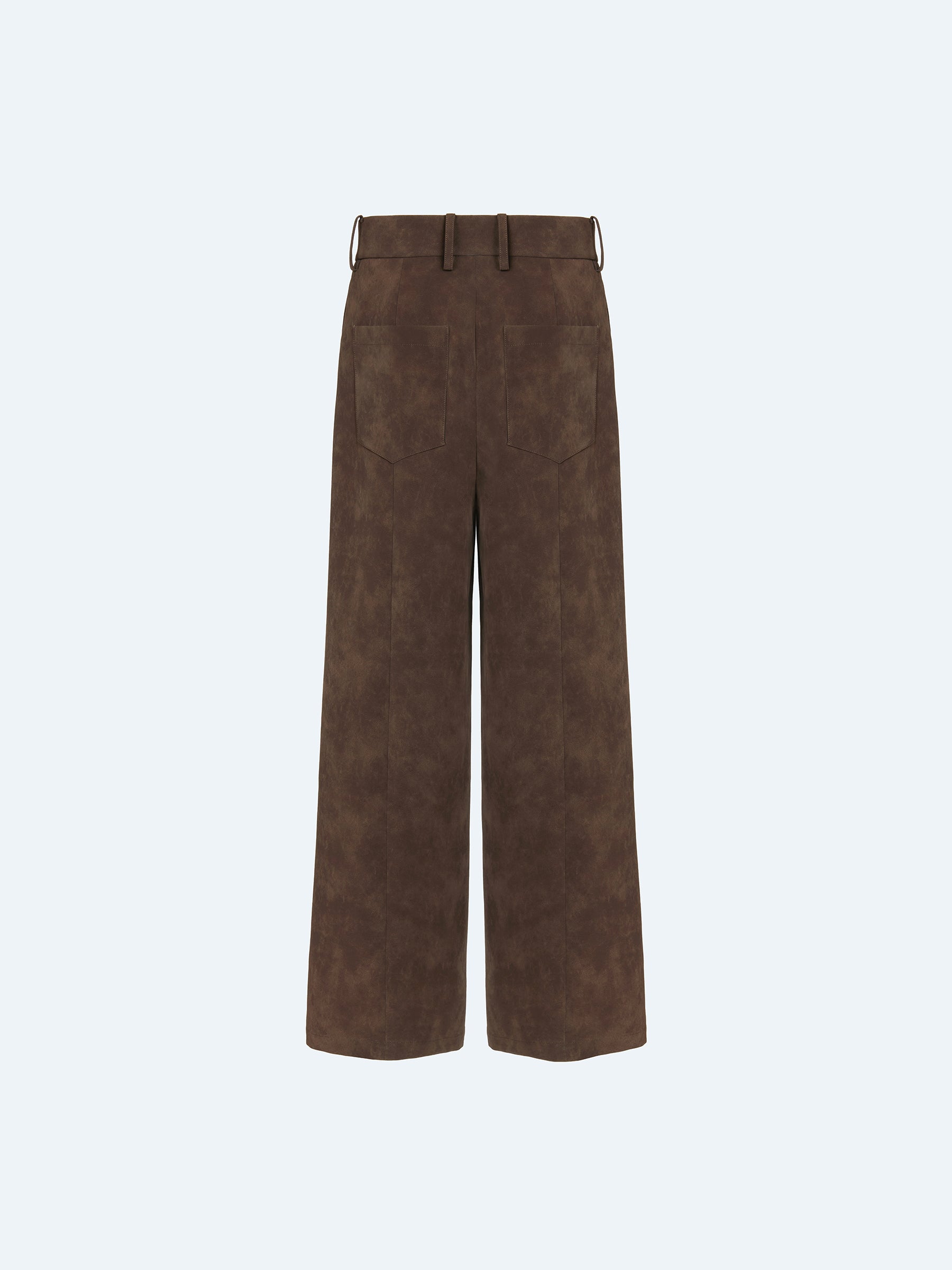 BROWN SUEDE WIDE-LEG TROUSERS