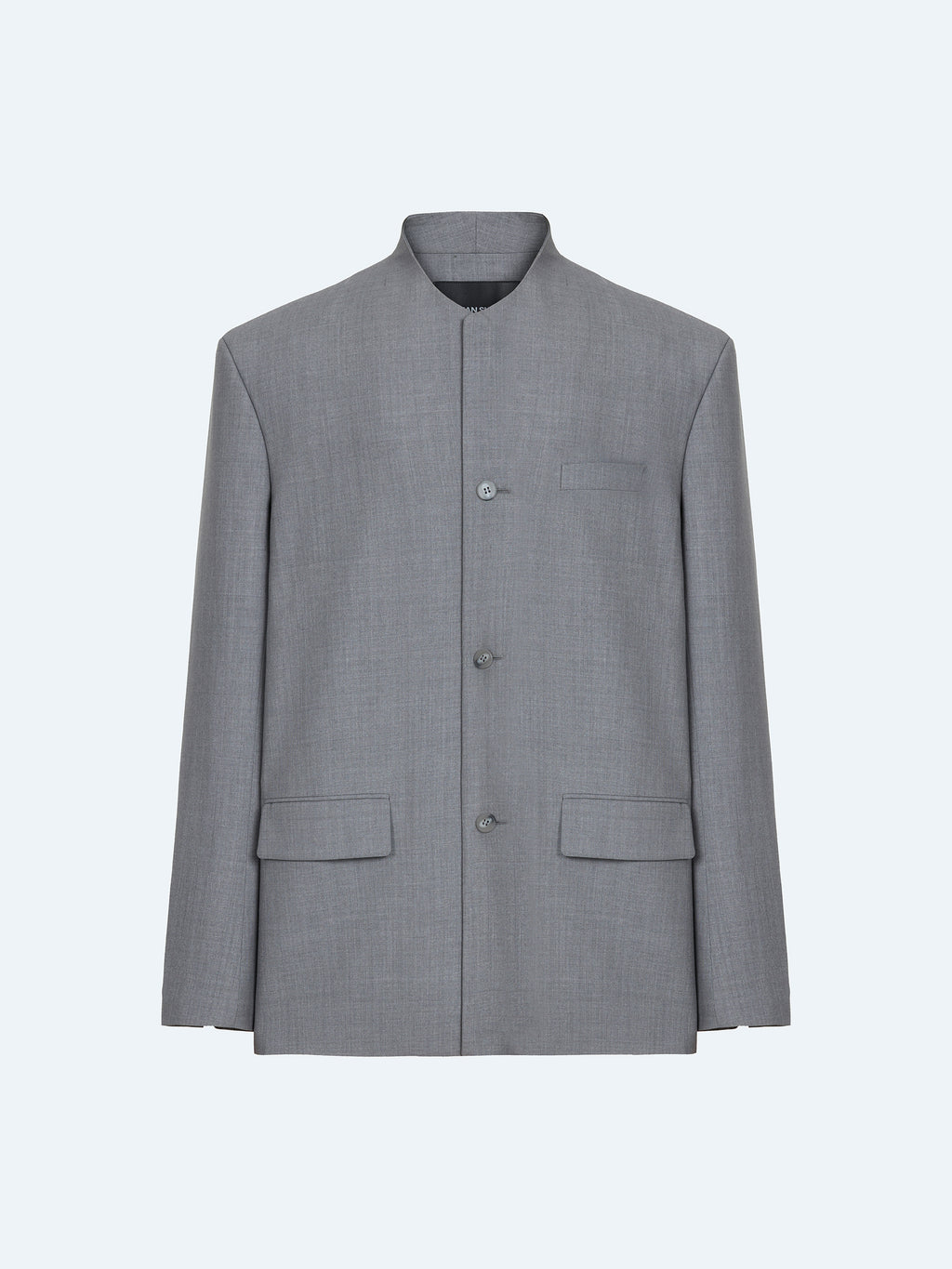 GREY WOOL COLLARLESS BLAZER