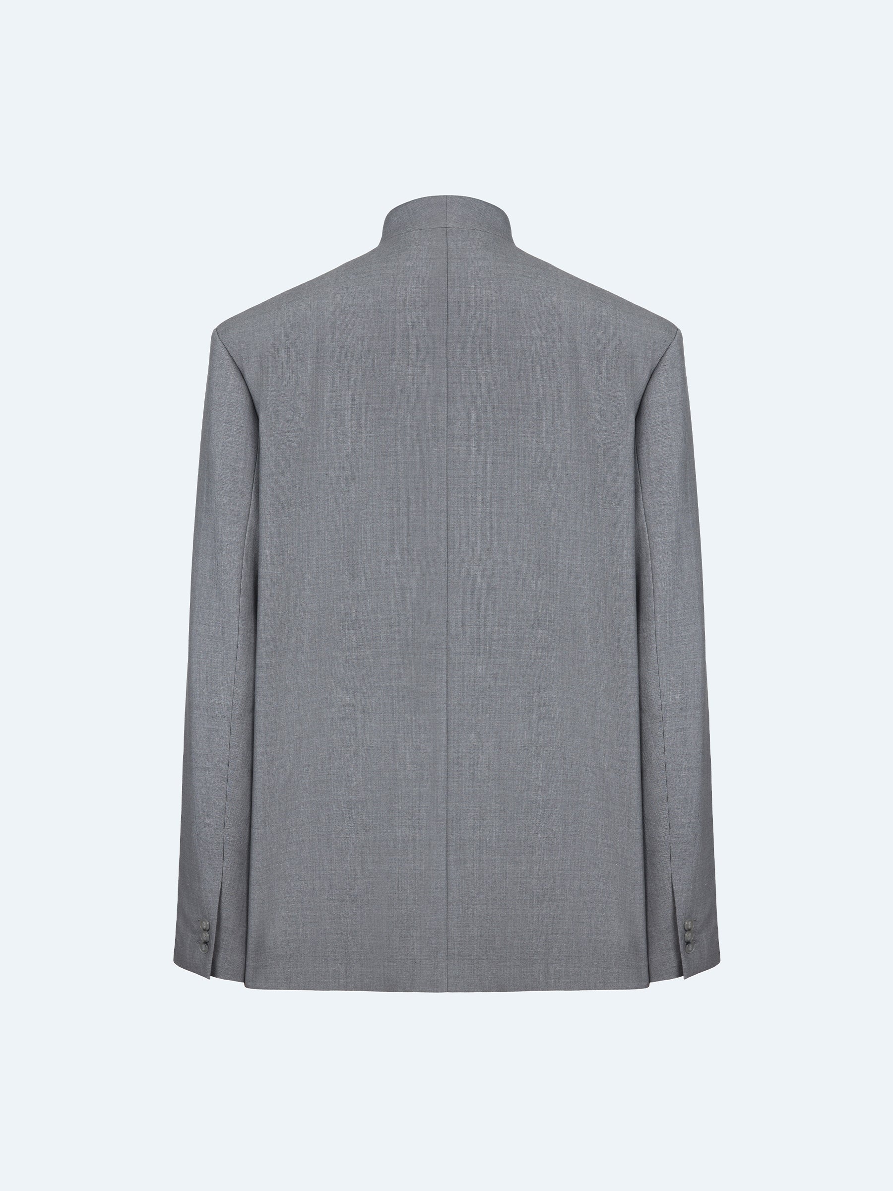 GREY WOOL COLLARLESS BLAZER