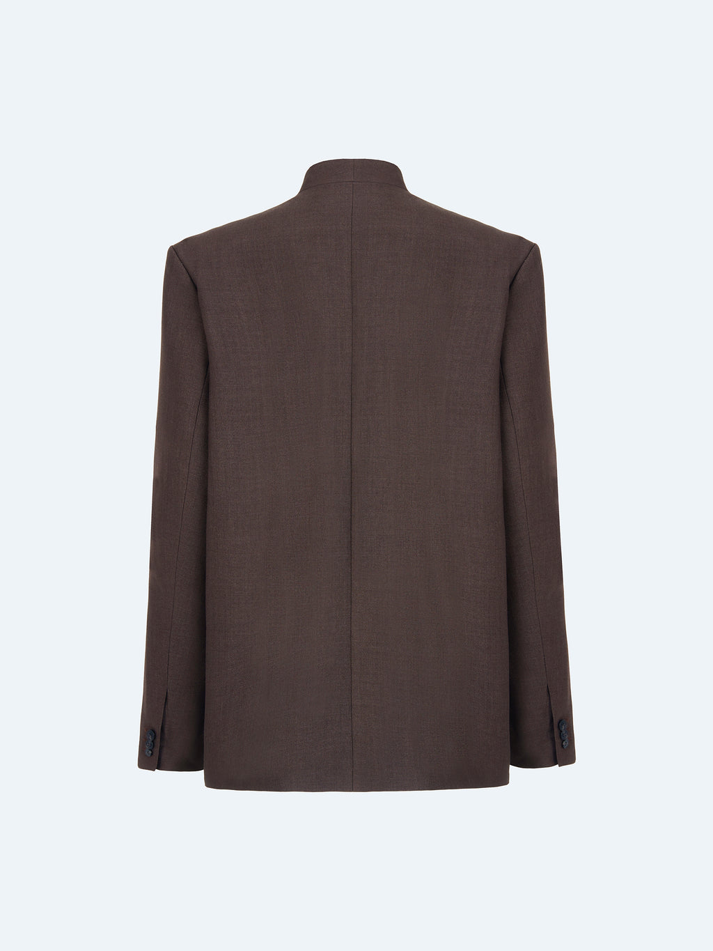 DARK BROWN WOOL COLLARLESS BLAZER