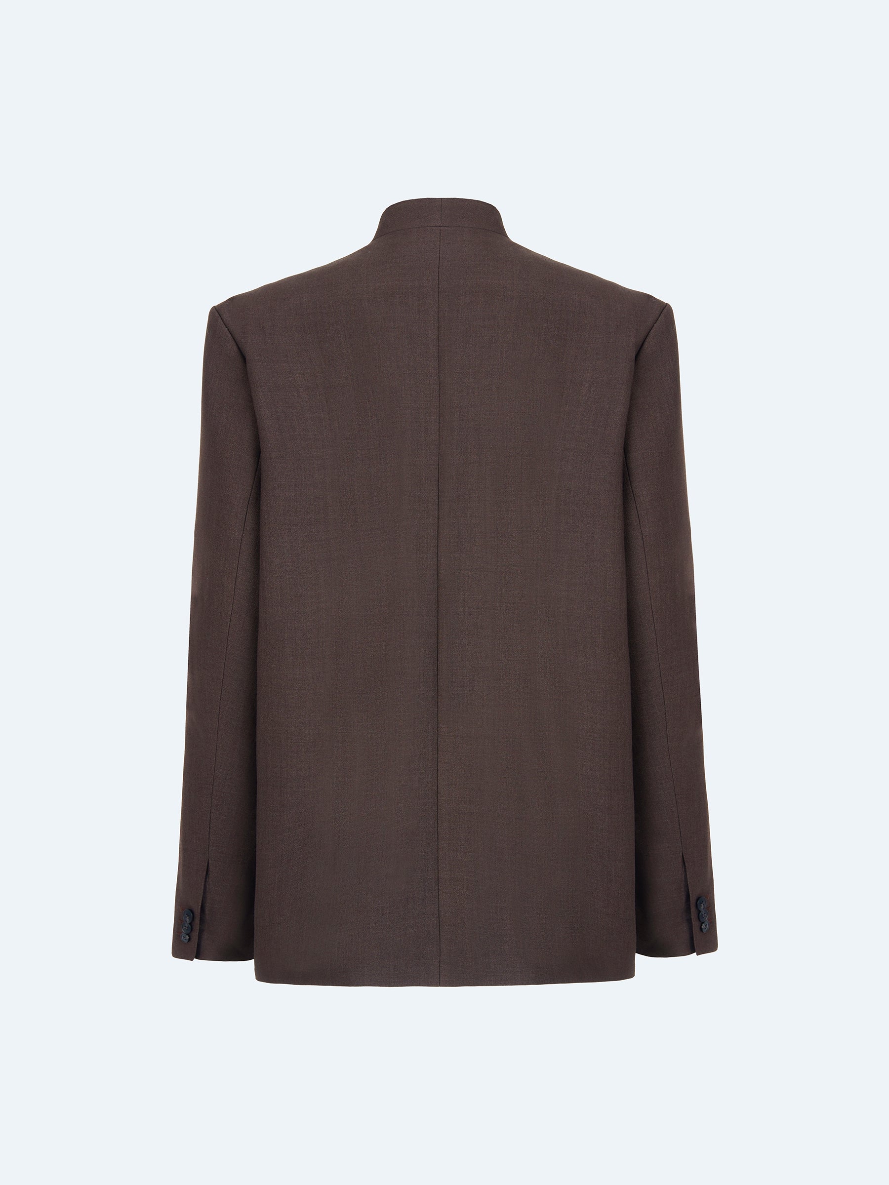 DARK BROWN WOOL COLLARLESS BLAZER