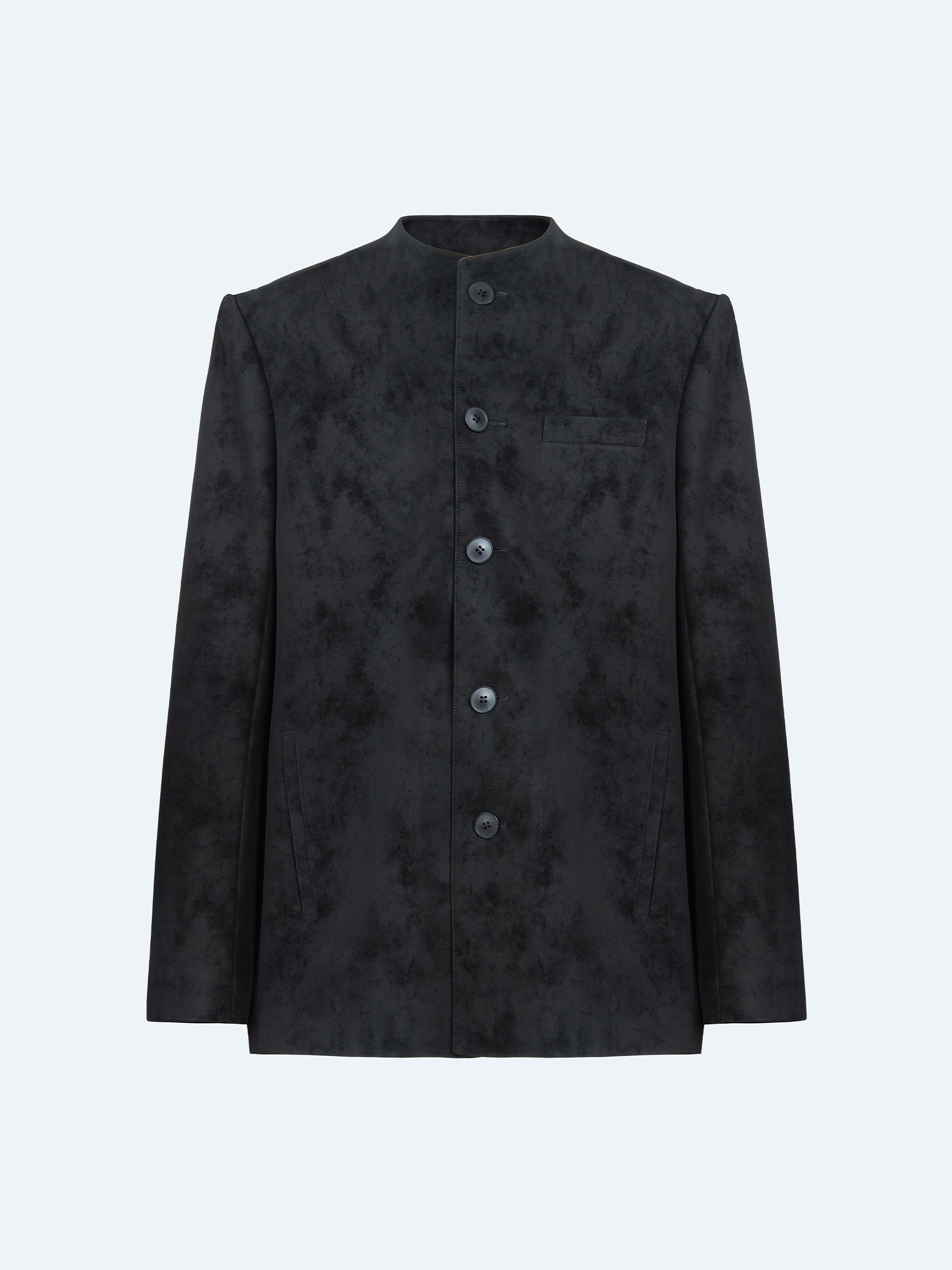 BLACK SUEDE COLLARLESS BLAZER