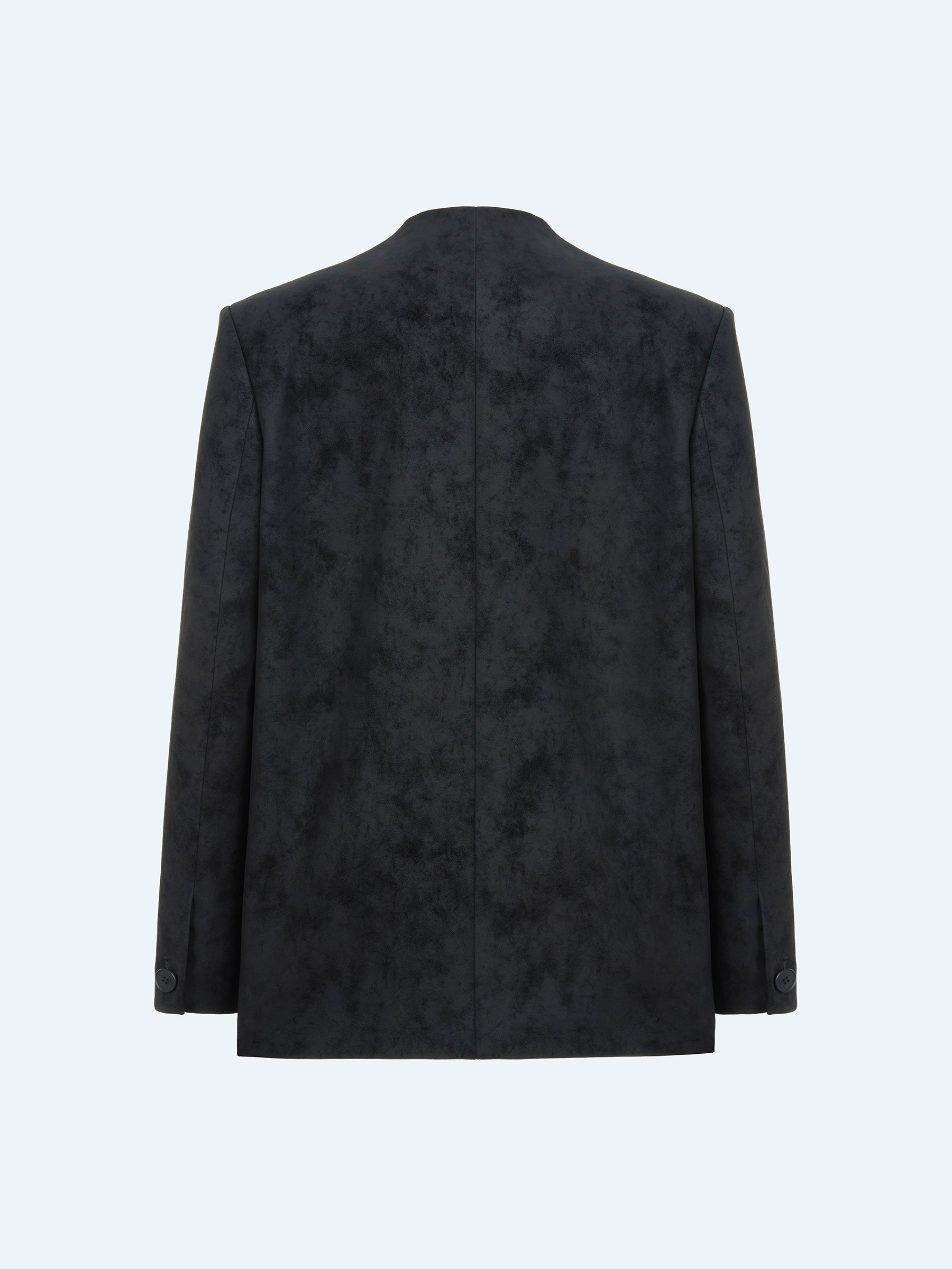 BLACK SUEDE COLLARLESS BLAZER
