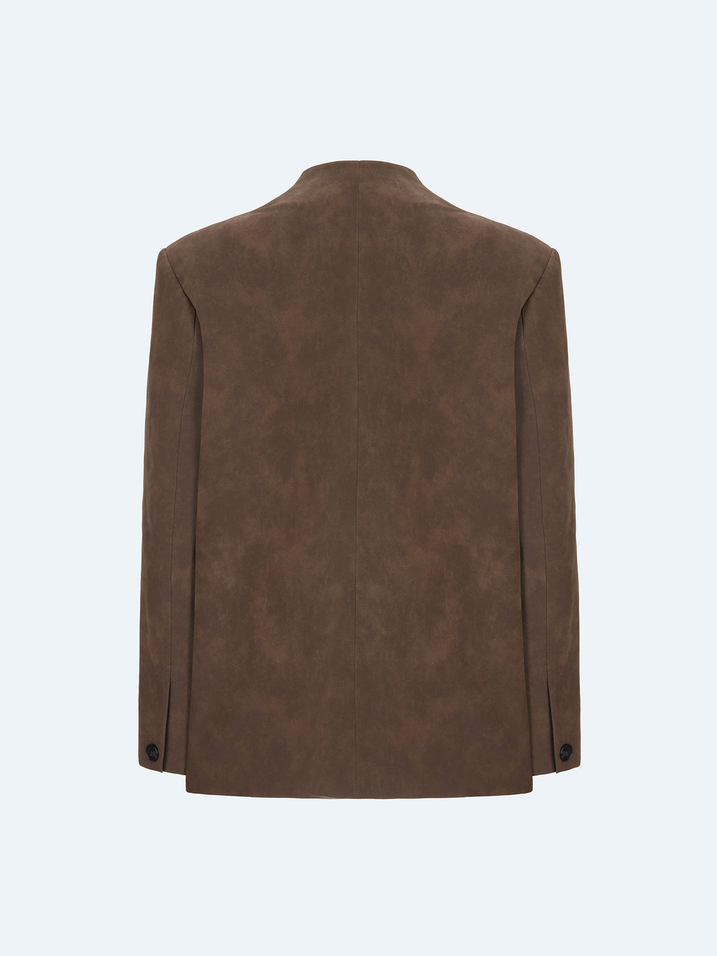BROWN SUEDE COLLARLESS BLAZER