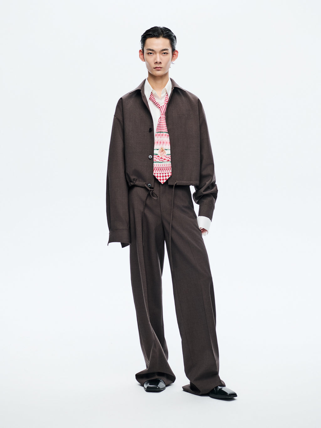 DARK BROWN DRAWSTRING JACKET