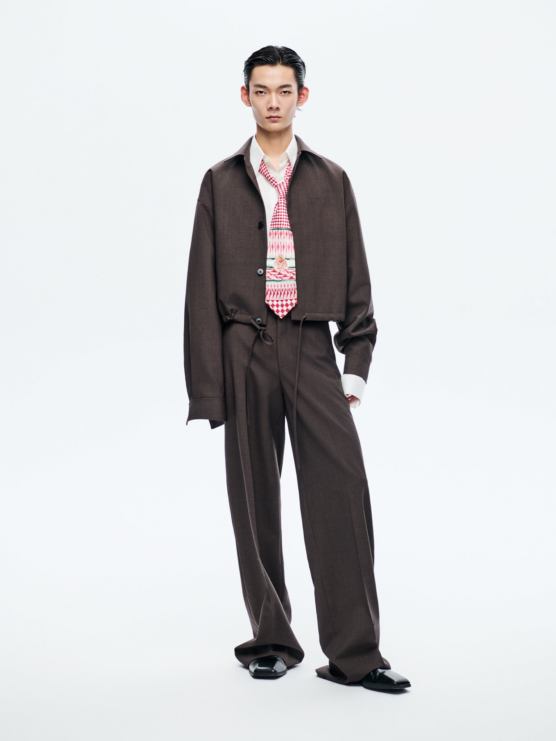 DARK BROWN DRAWSTRING JACKET