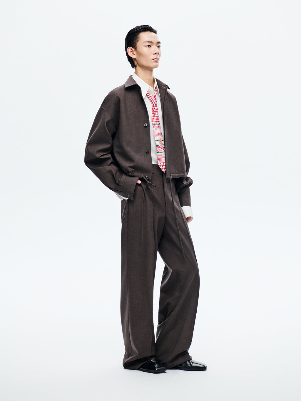 DARK BROWN DRAWSTRING JACKET