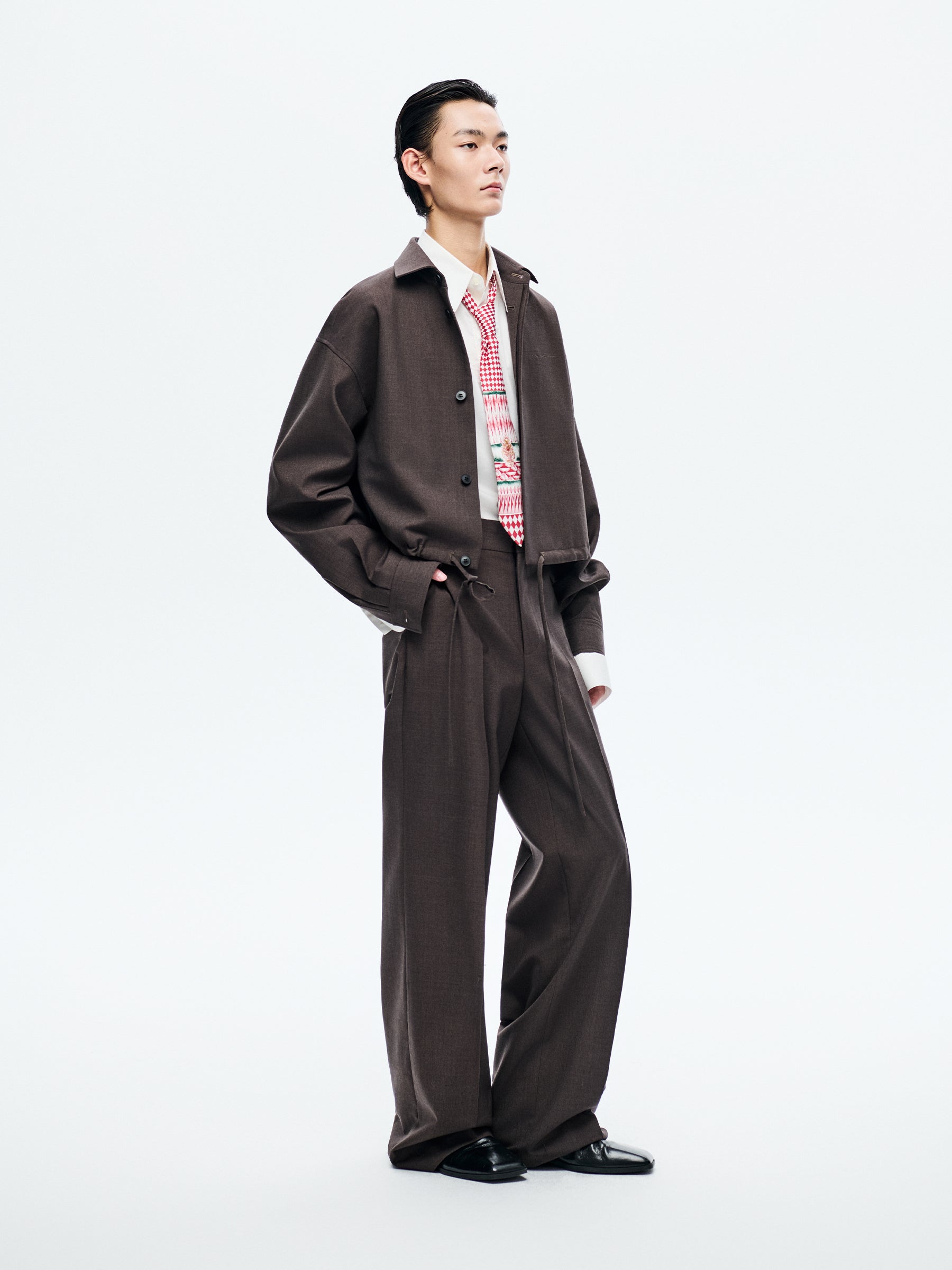 DARK BROWN DRAWSTRING JACKET