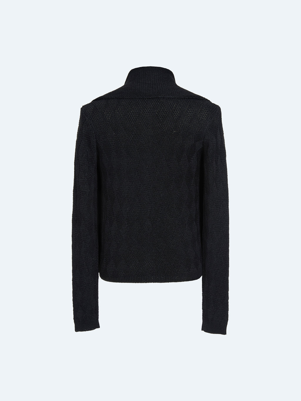 BLACK WOVEN TEXTURED KNIT CARDIGAN