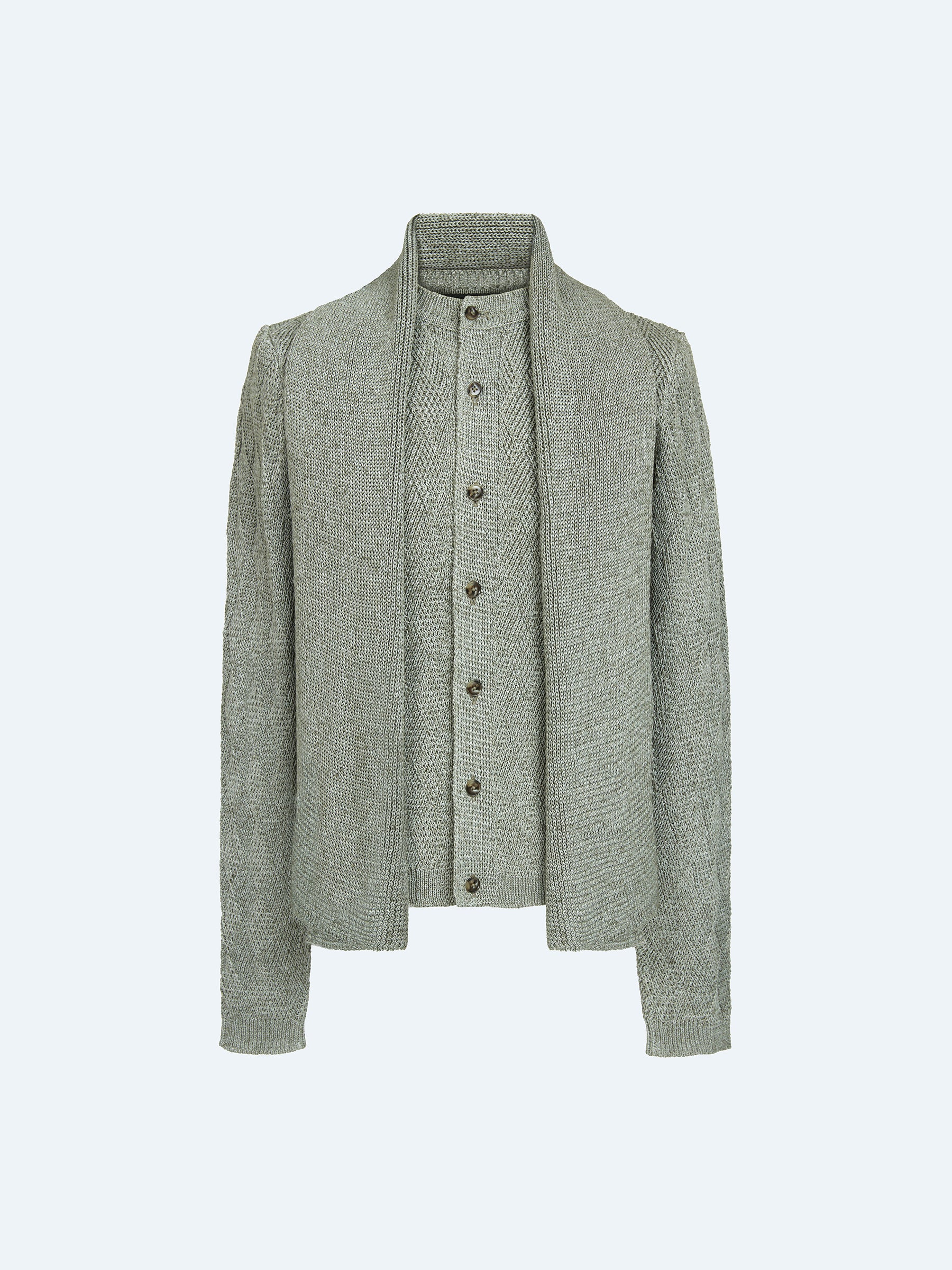 GRAY WOVEN TEXTURED KNIT CARDIGAN