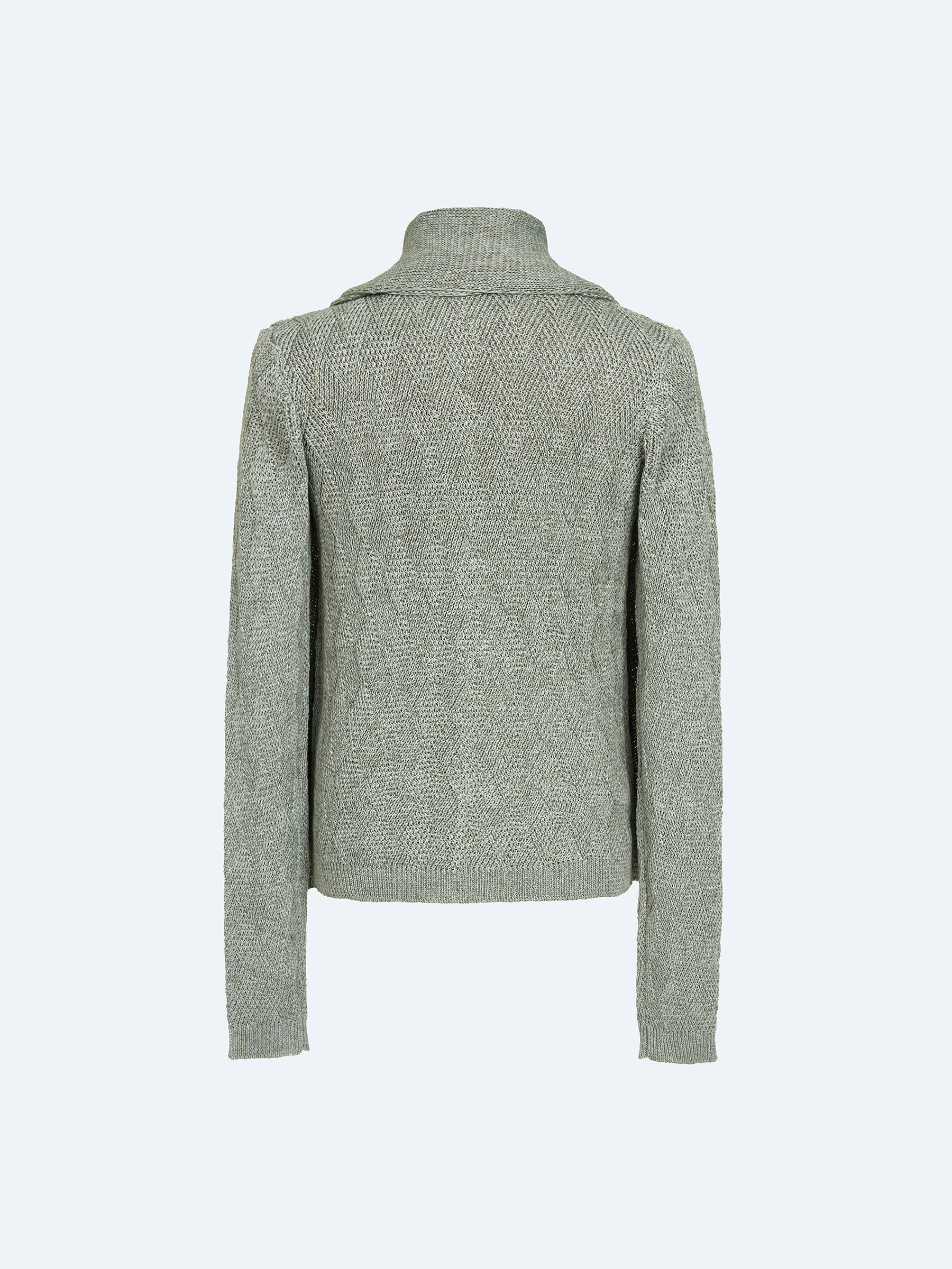 GRAY WOVEN TEXTURED KNIT CARDIGAN