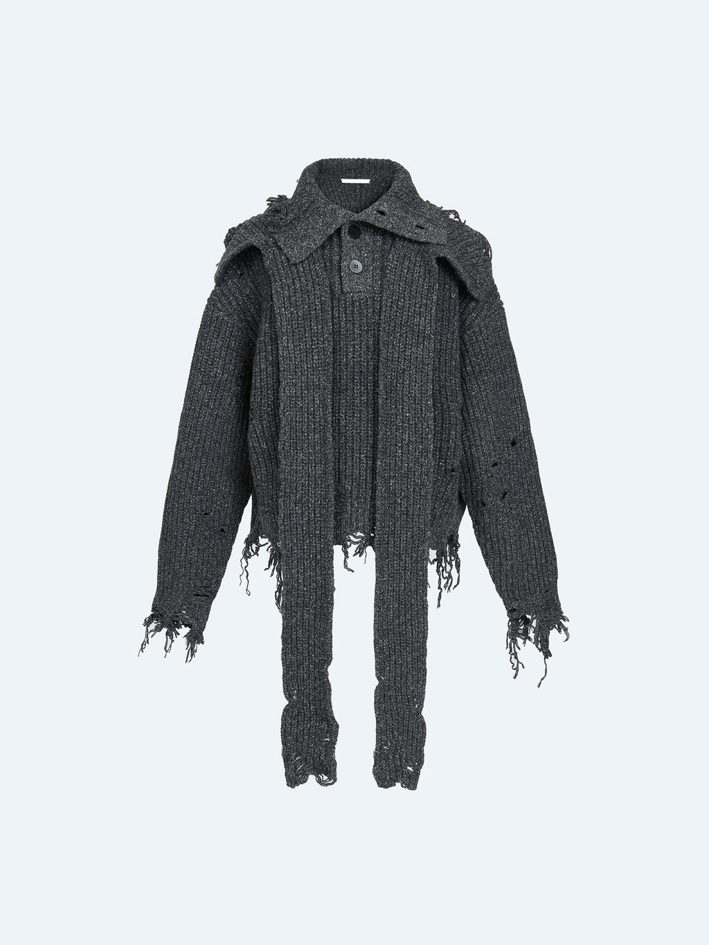 BLACK DISTRESSED TURTLENECK SWEATER