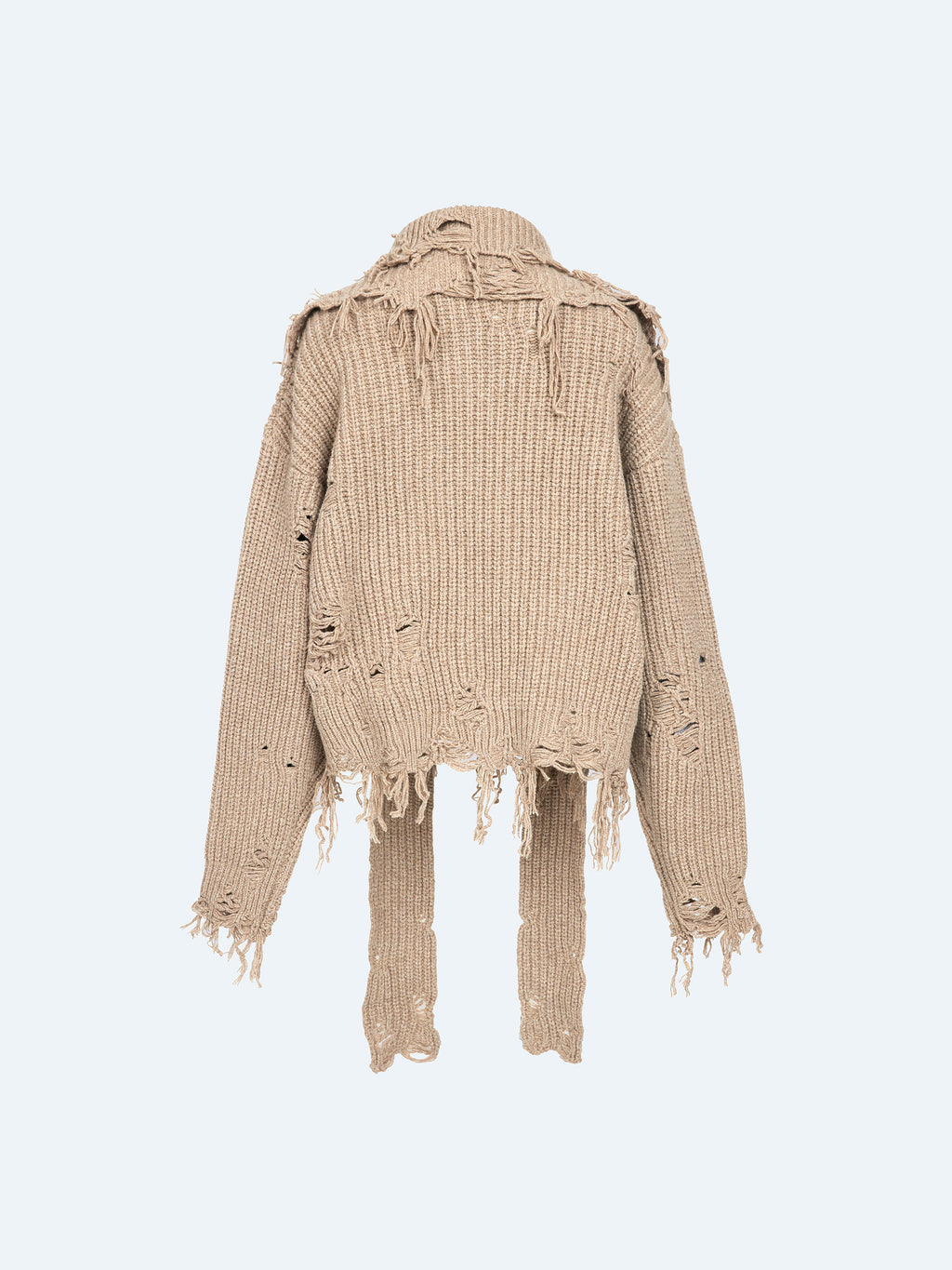 OATMEAL DISTRESSED TURTLENECK SWEATER