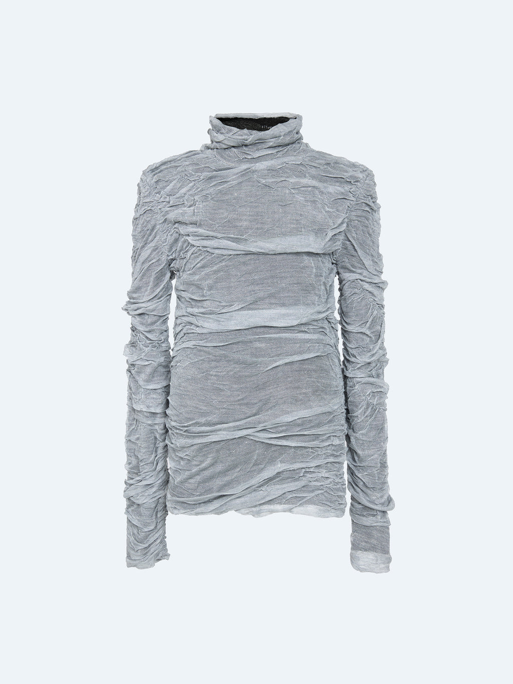 GREY SILK TURTLENECK SWEATER