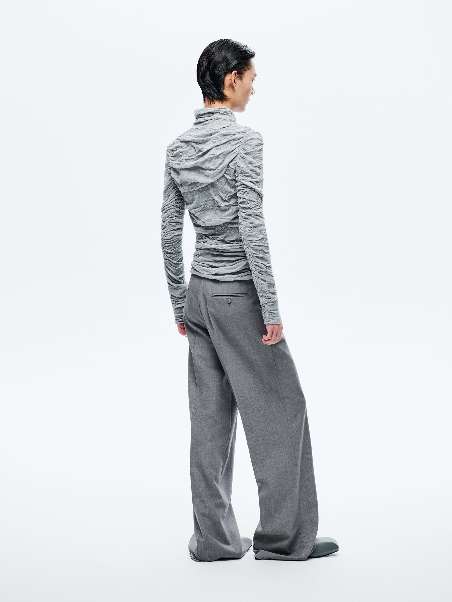 GREY SILK TURTLENECK SWEATER