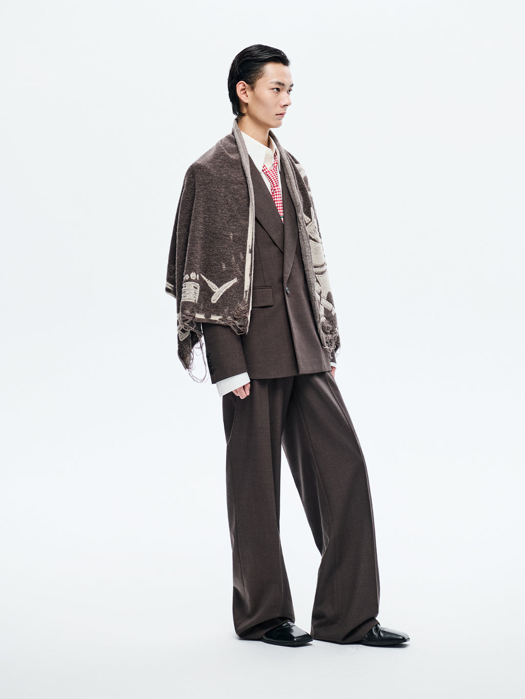 BROWN JIAMAZHI PATTERN TEXTURE SCARF