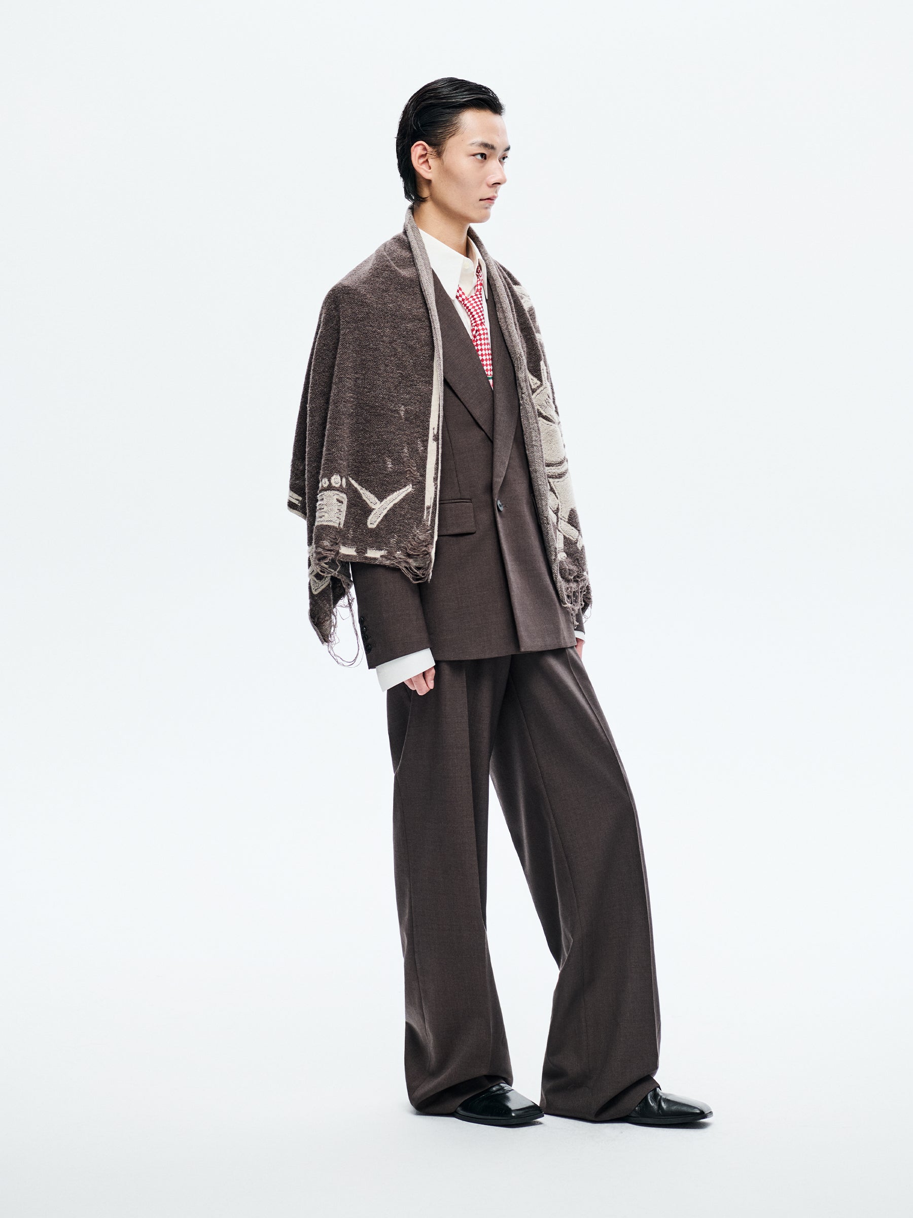 BROWN JIAMAZHI PATTERN TEXTURE SCARF