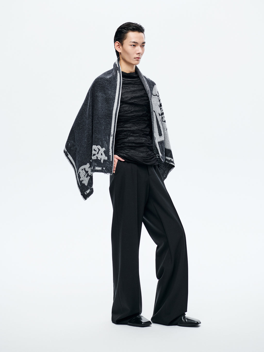 GREY JIAMAZHI PATTERN TEXTURE SCARF