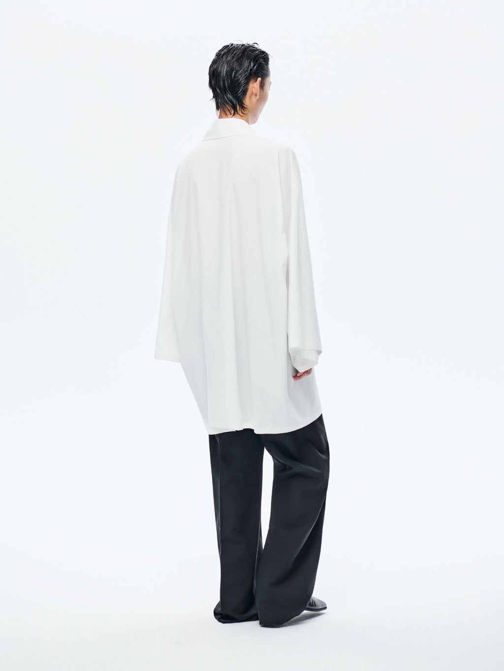 WHITE POLYESTER LOOSE SHIRT