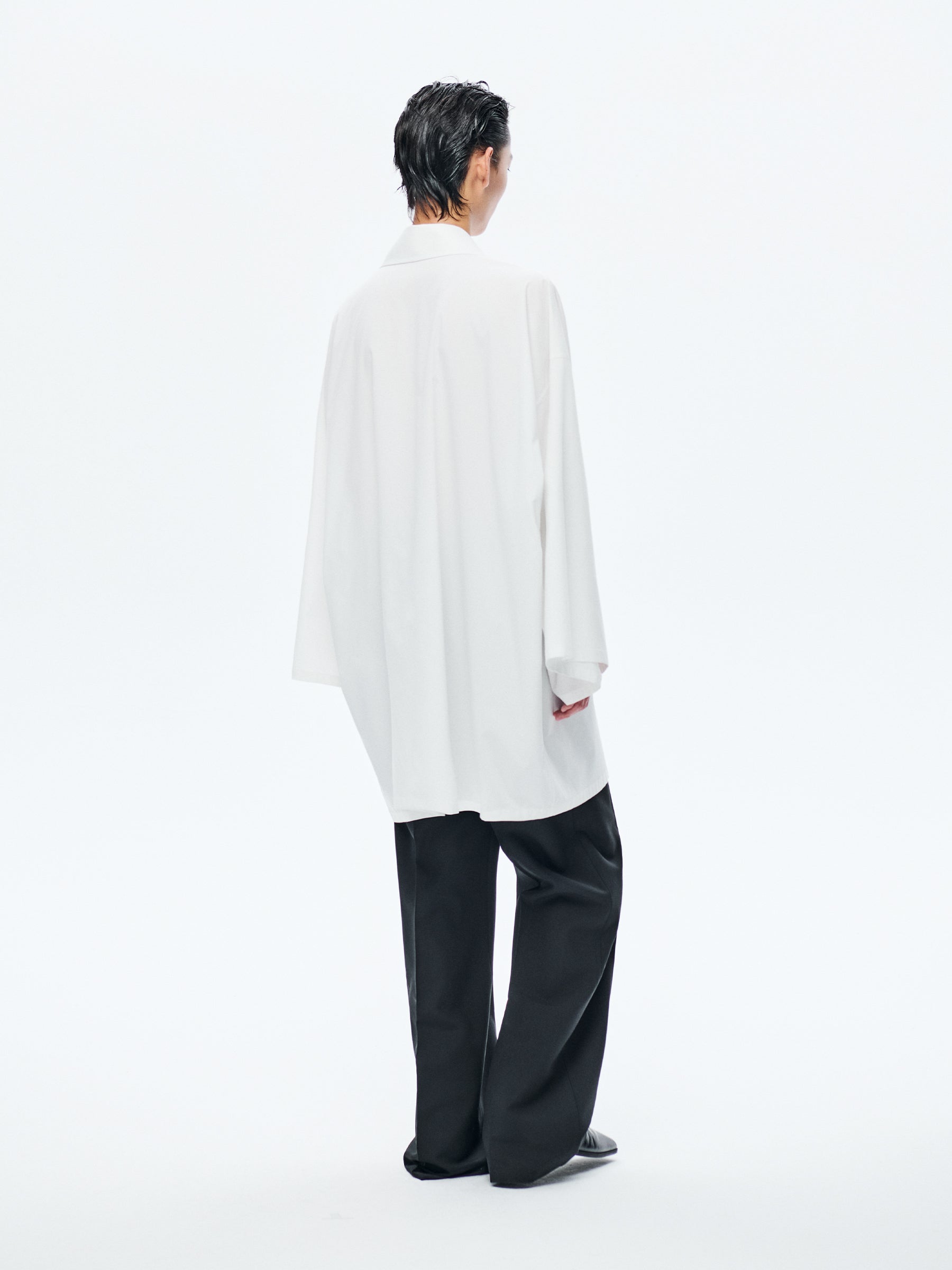 WHITE POLYESTER LOOSE SHIRT