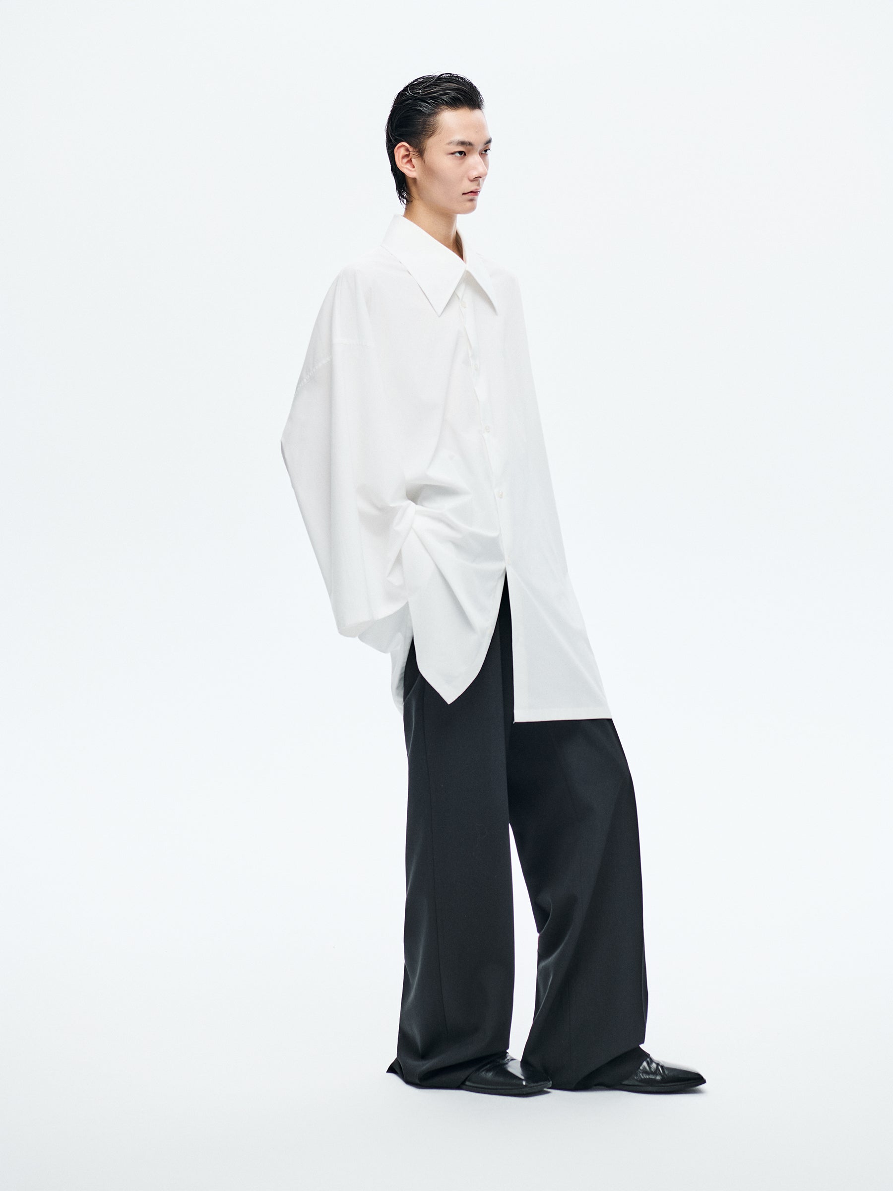 WHITE POLYESTER LOOSE SHIRT