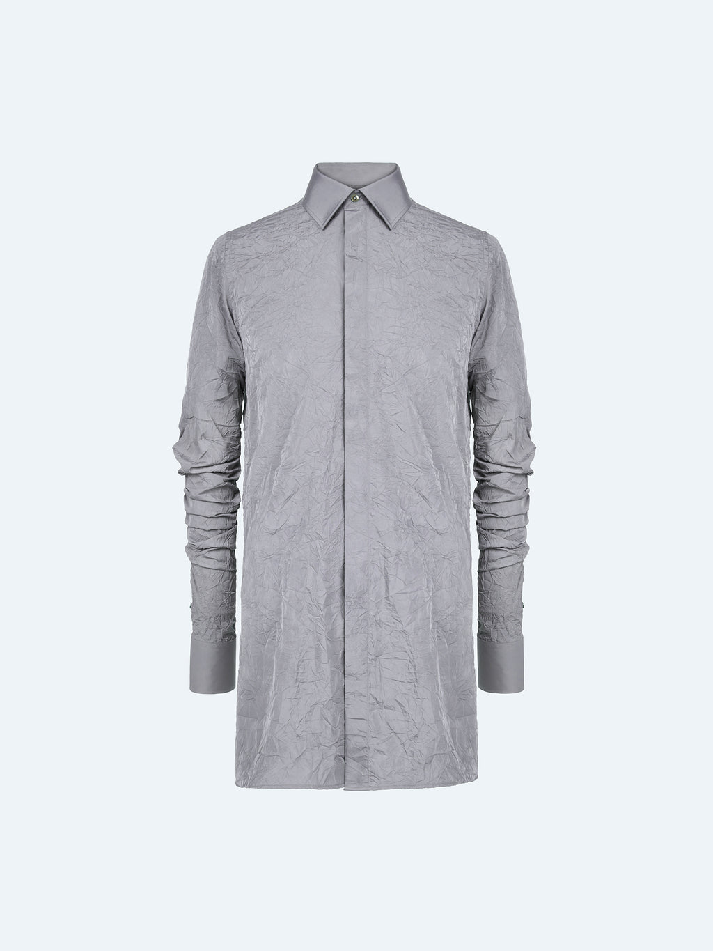 GREY TEXTURE PLEATED SLEEVE SHIRT