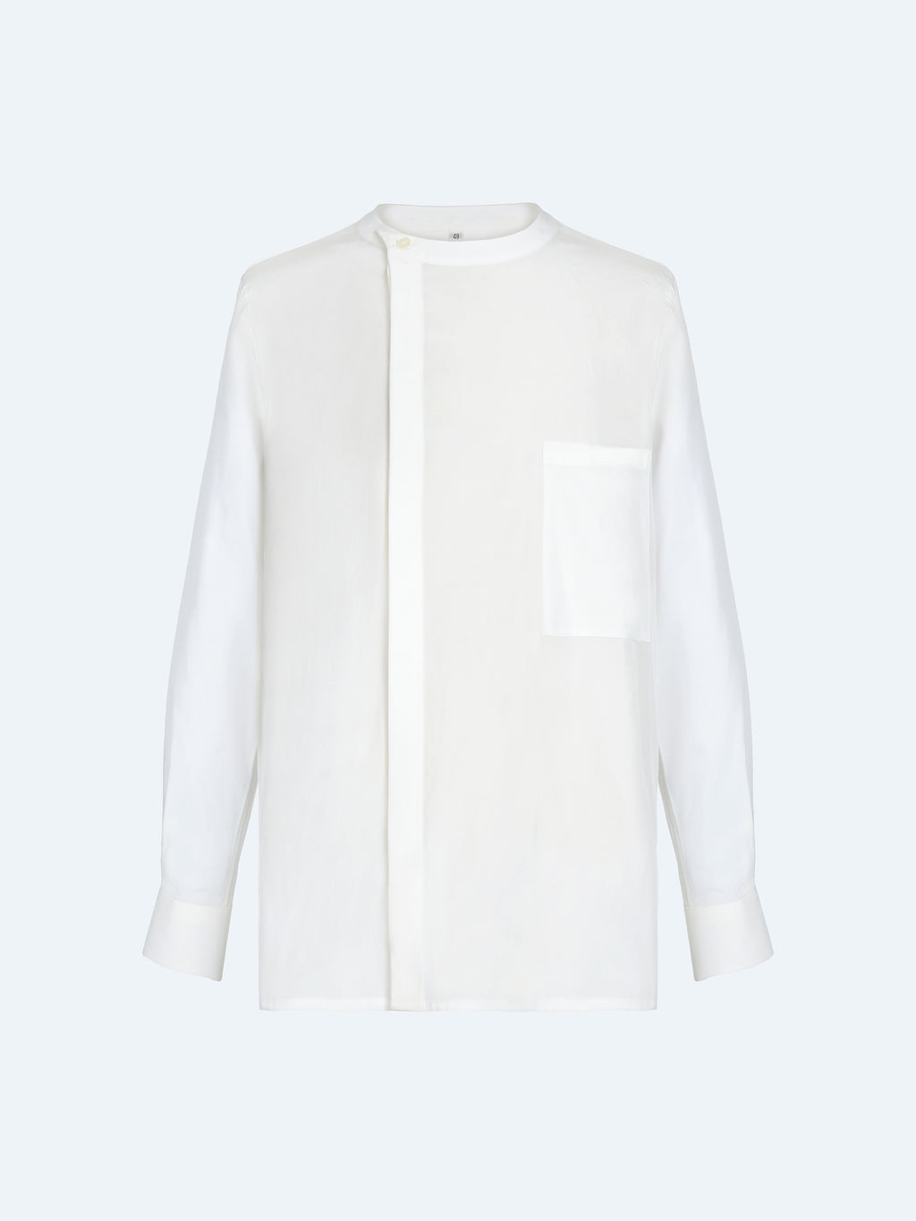 WHITE CREW NECK ASYMMETRIC SHIRT