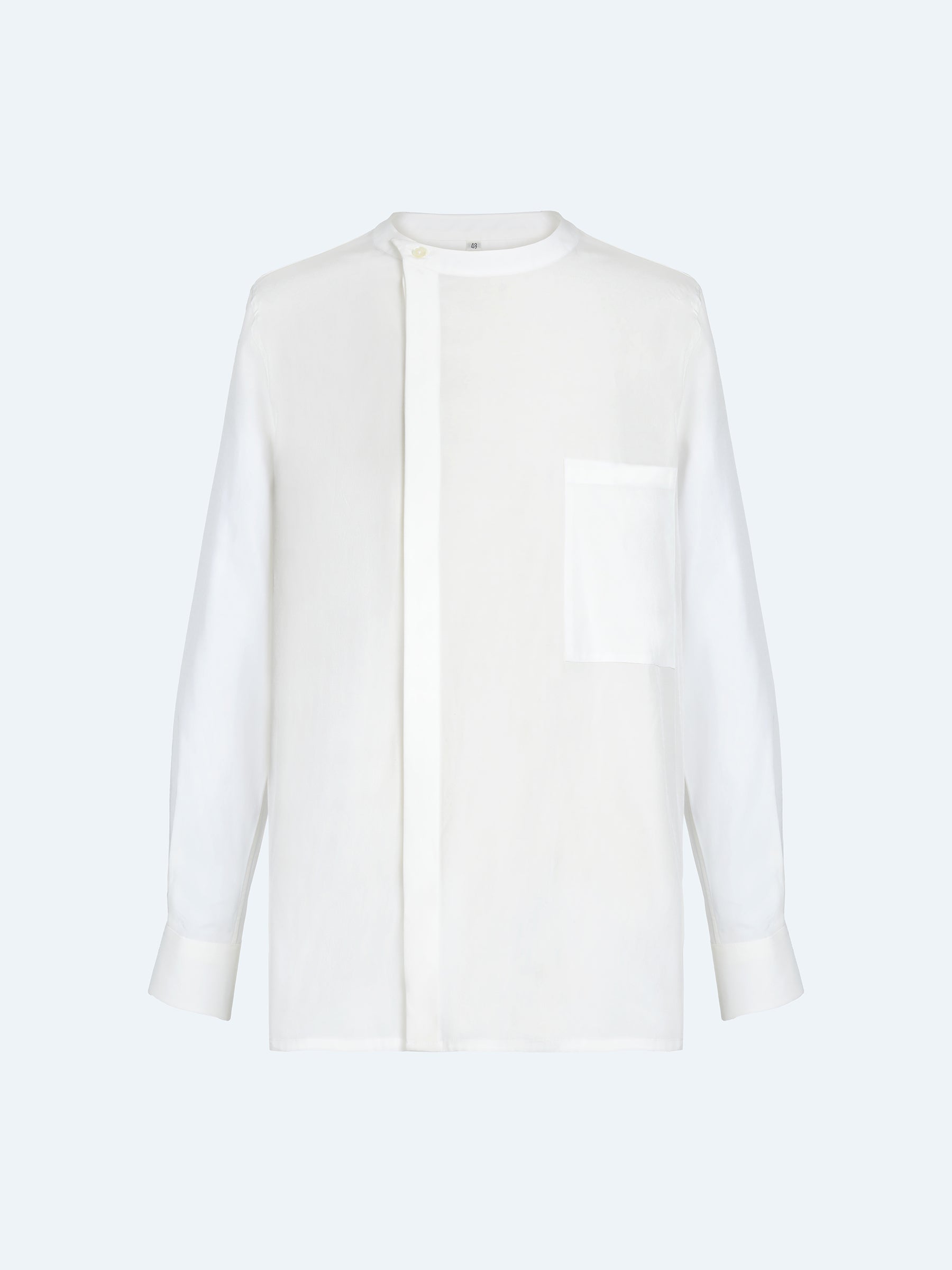 WHITE CREW NECK ASYMMETRIC SHIRT