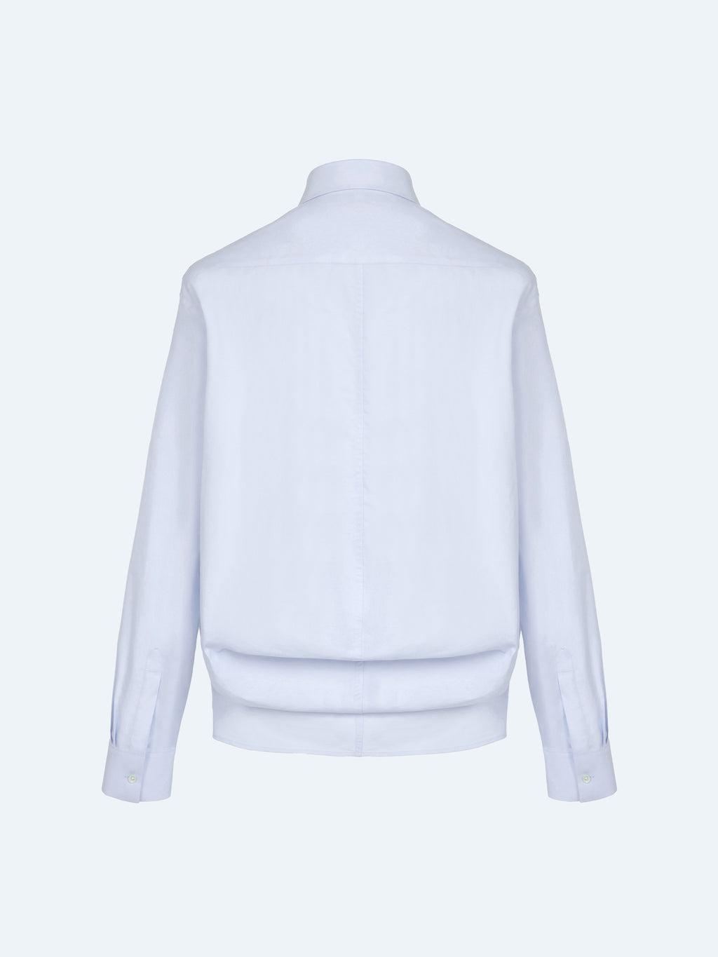 LIGHT BLUE ASYMMETRIC BUTTON SHIRT