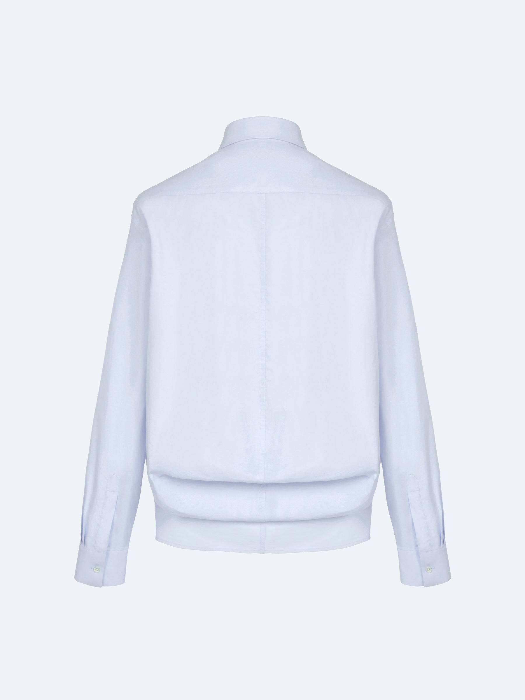 LIGHT BLUE ASYMMETRIC BUTTON SHIRT