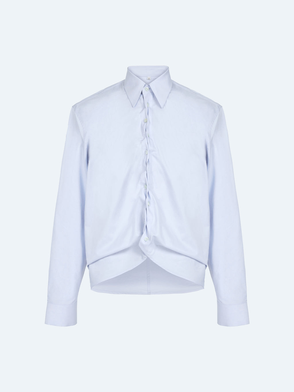 LIGHT BLUE ASYMMETRIC BUTTON SHIRT