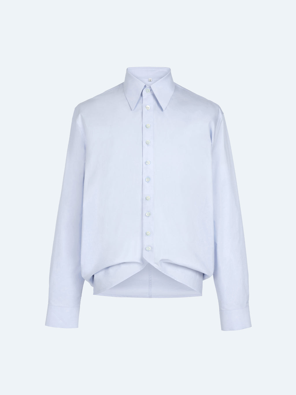 LIGHT BLUE ASYMMETRIC BUTTON SHIRT
