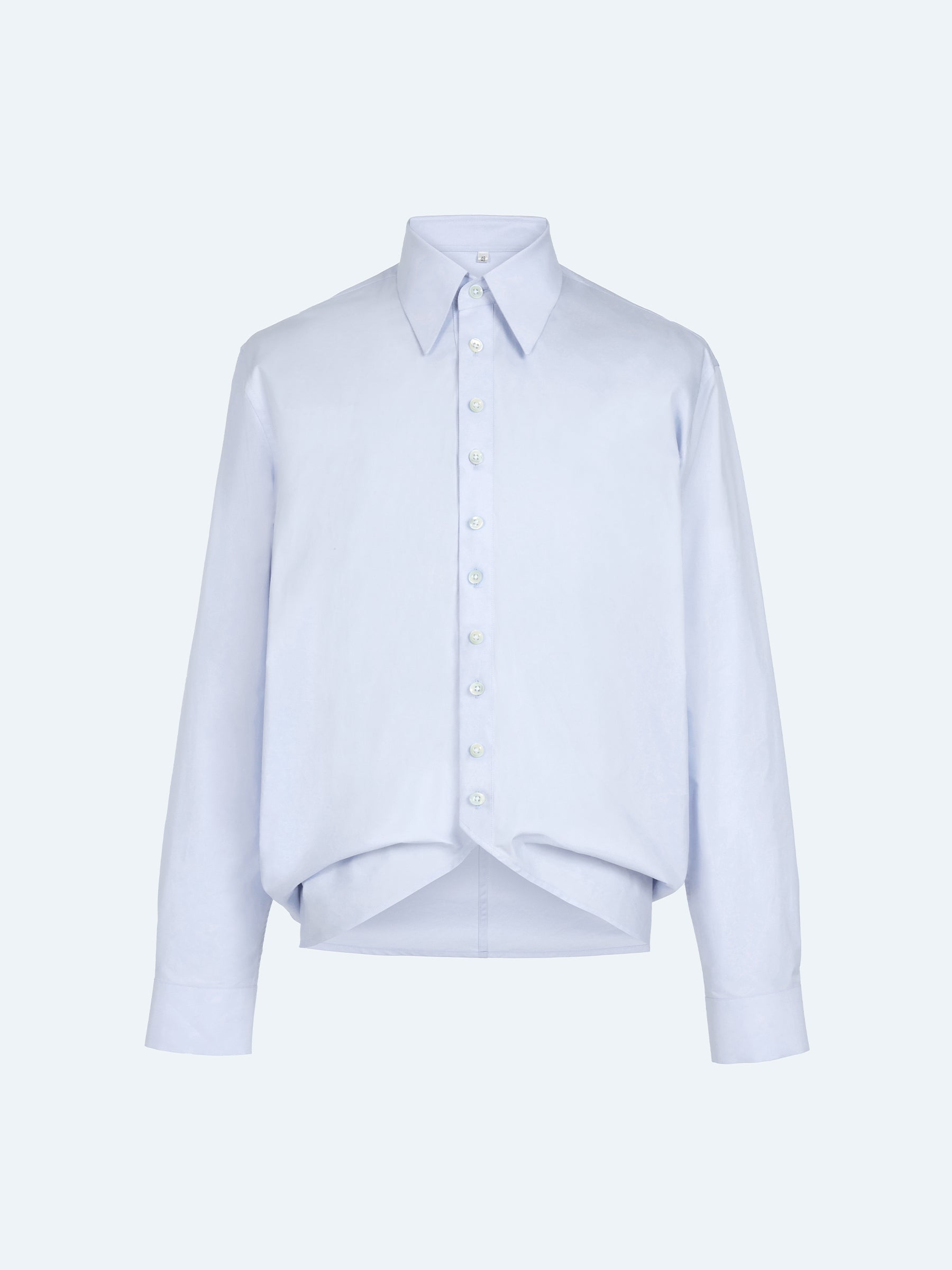 LIGHT BLUE ASYMMETRIC BUTTON SHIRT