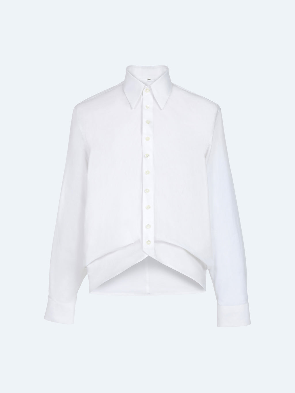 WHITE ASYMMETRIC BUTTON SHIRT