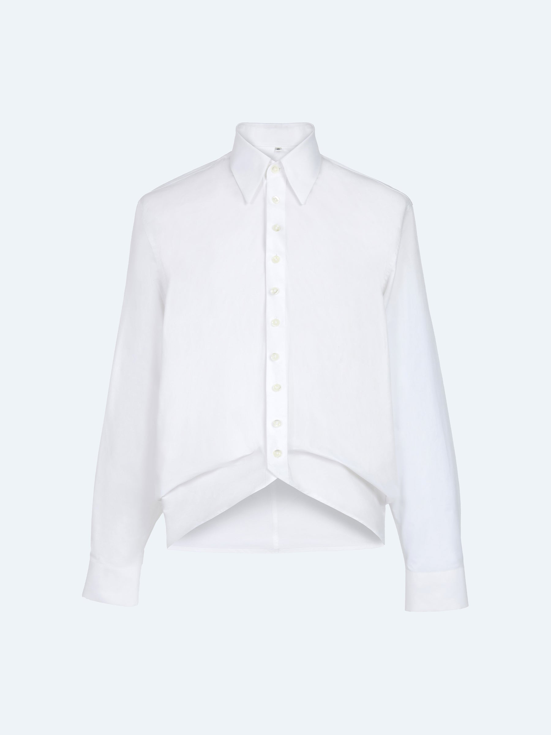 WHITE ASYMMETRIC BUTTON SHIRT