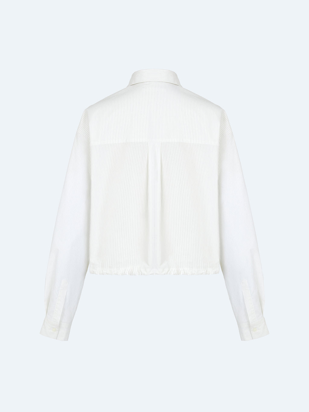 WHITE STRIPED DRAWSTRING SHORT SHIRT