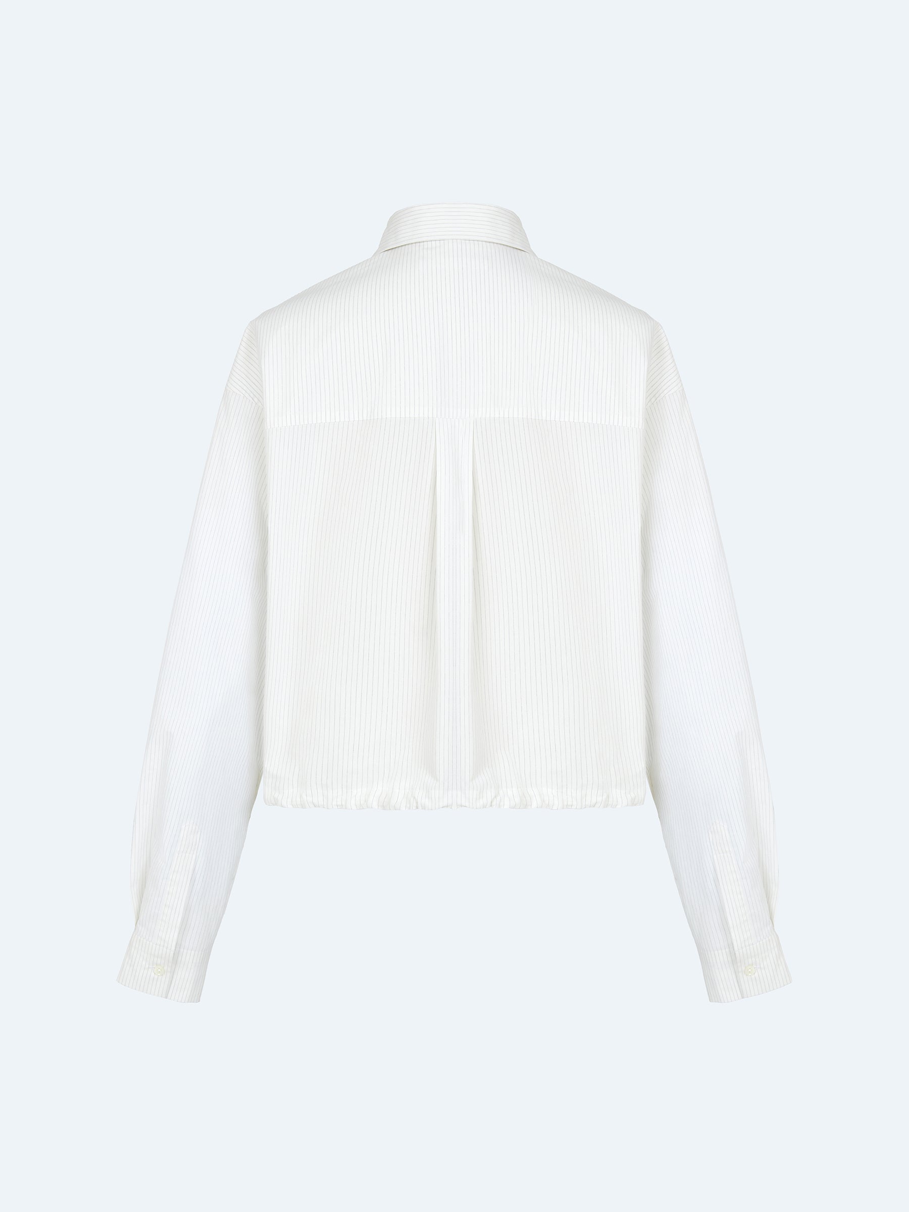 WHITE STRIPED DRAWSTRING SHORT SHIRT