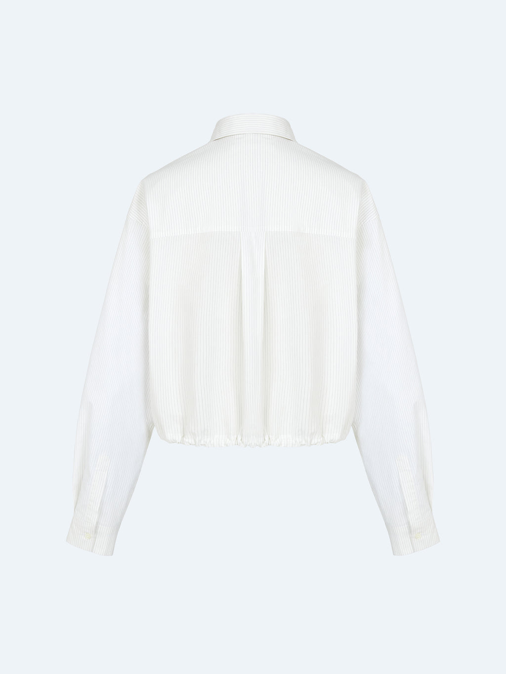 WHITE STRIPED DRAWSTRING SHORT SHIRT