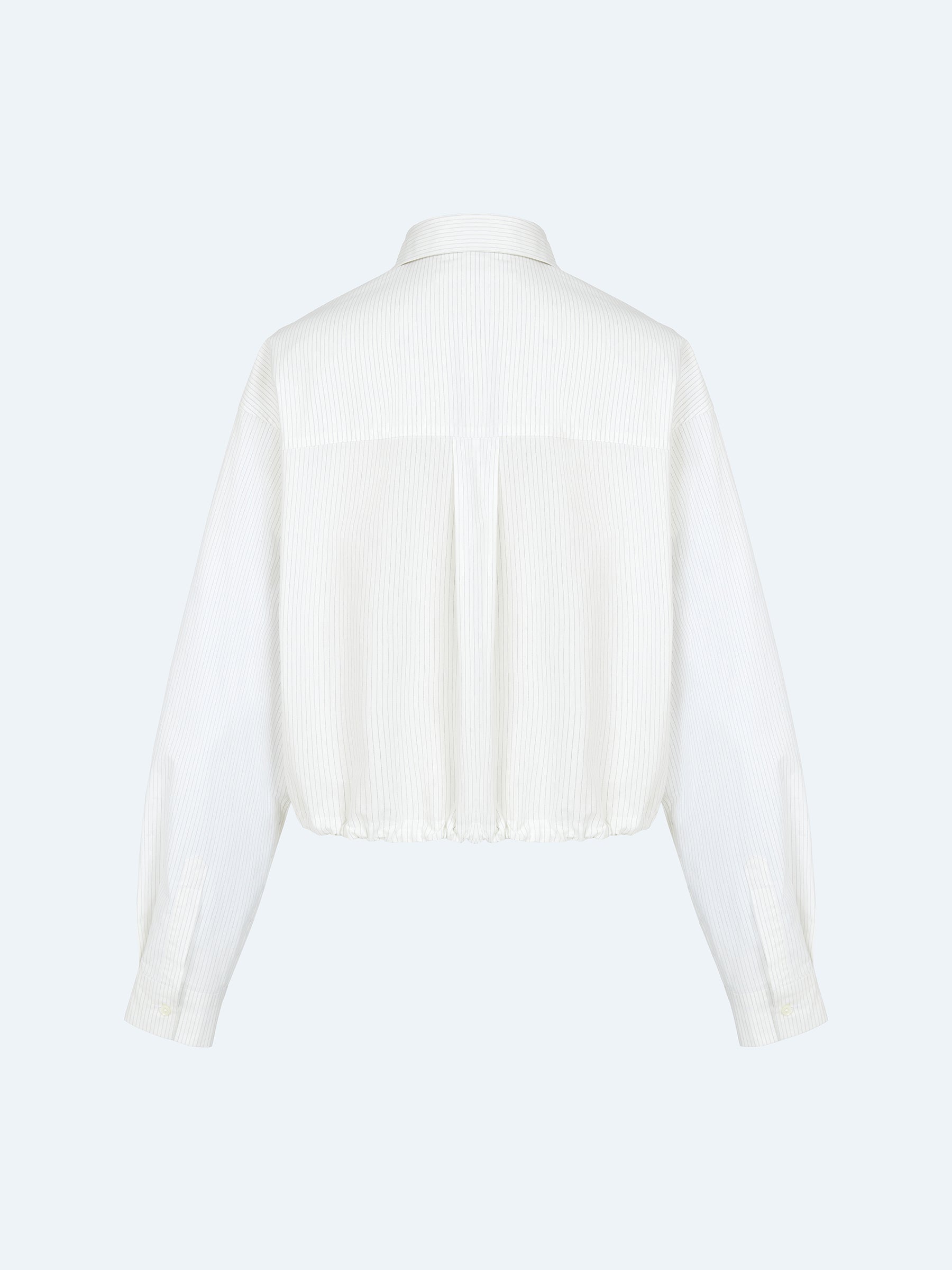 WHITE STRIPED DRAWSTRING SHORT SHIRT