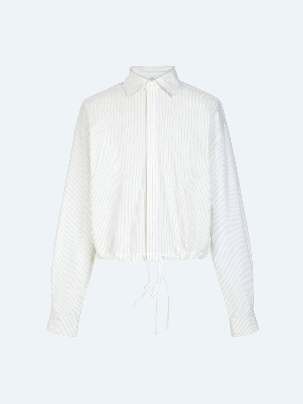 WHITE STRIPED DRAWSTRING SHORT SHIRT