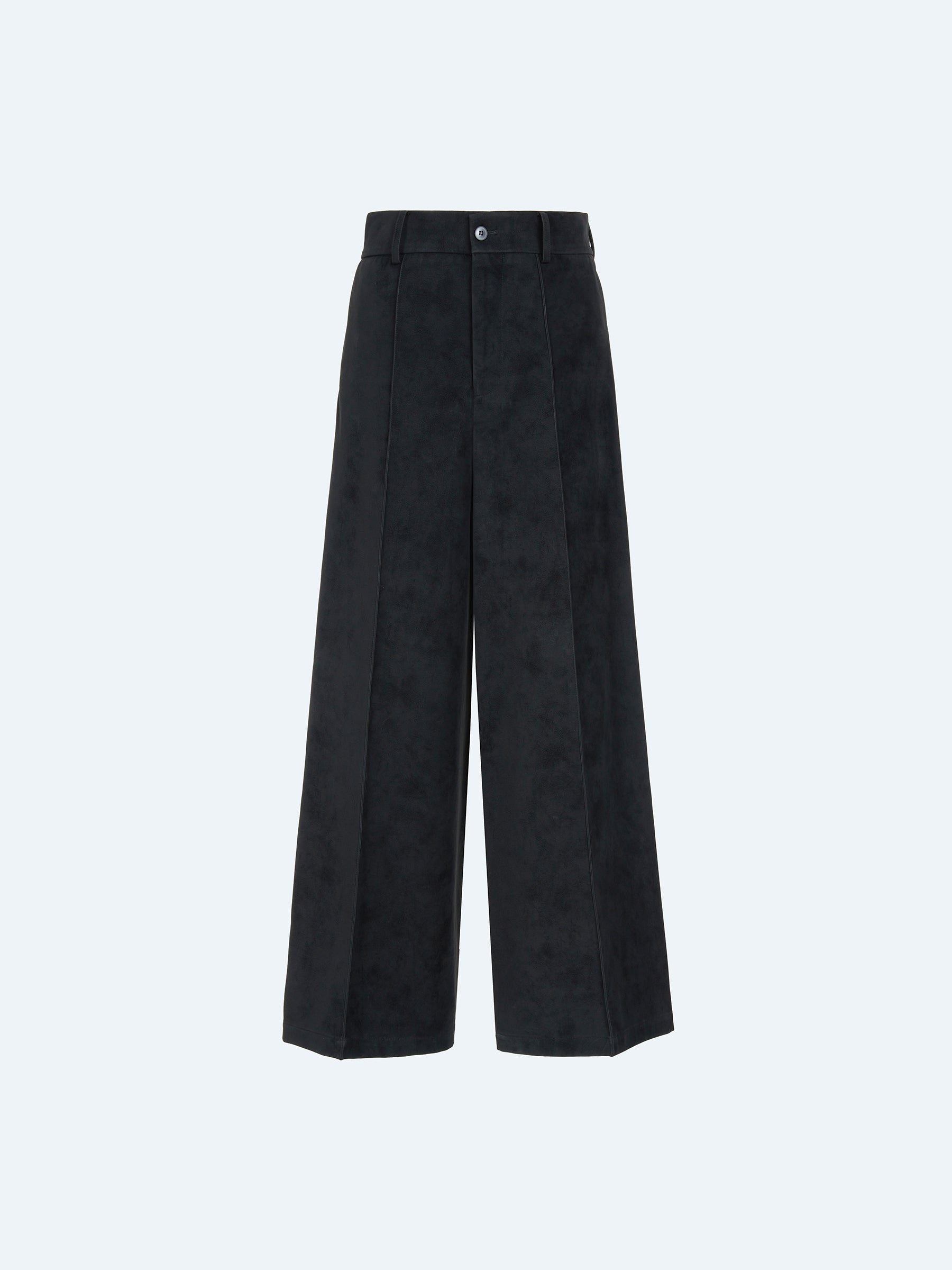 BLACK SUEDE WIDE-LEG TROUSERS